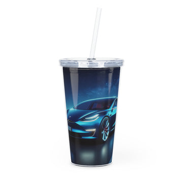 Blue Tesla Tumbler with Straw Mug Printify 20oz Transparent