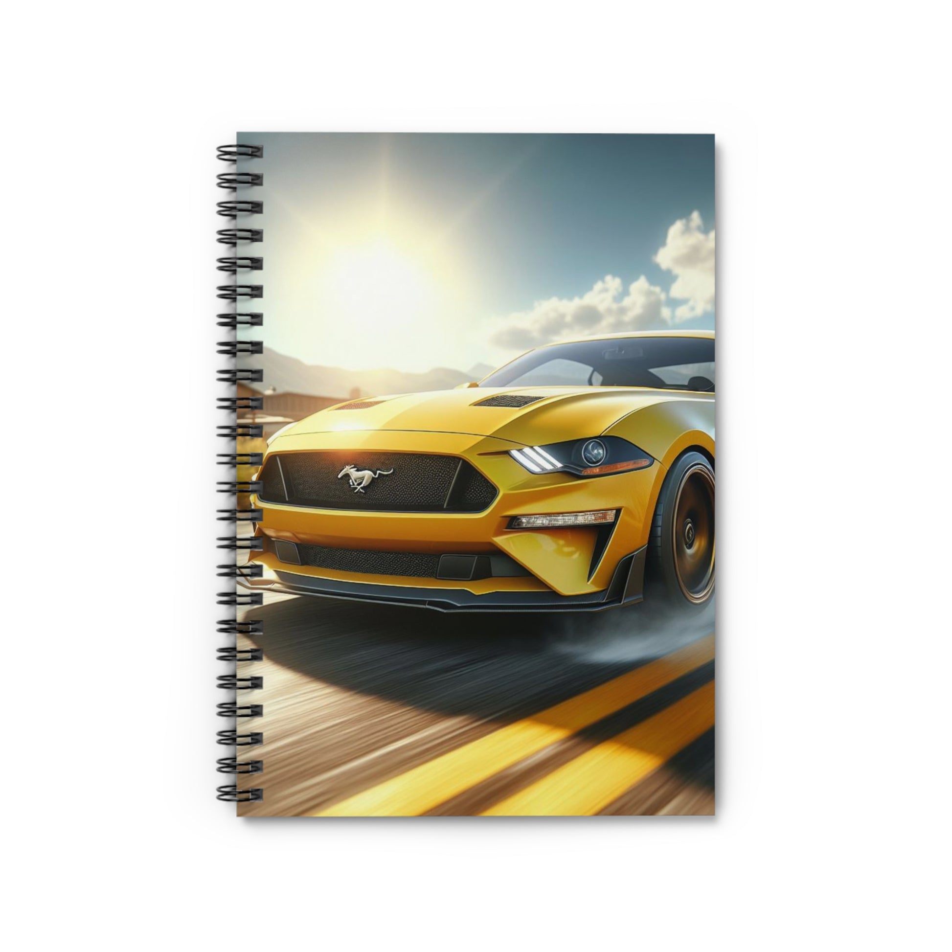 Yellow Mustang Spiral Notebook Paper products Printify One Size