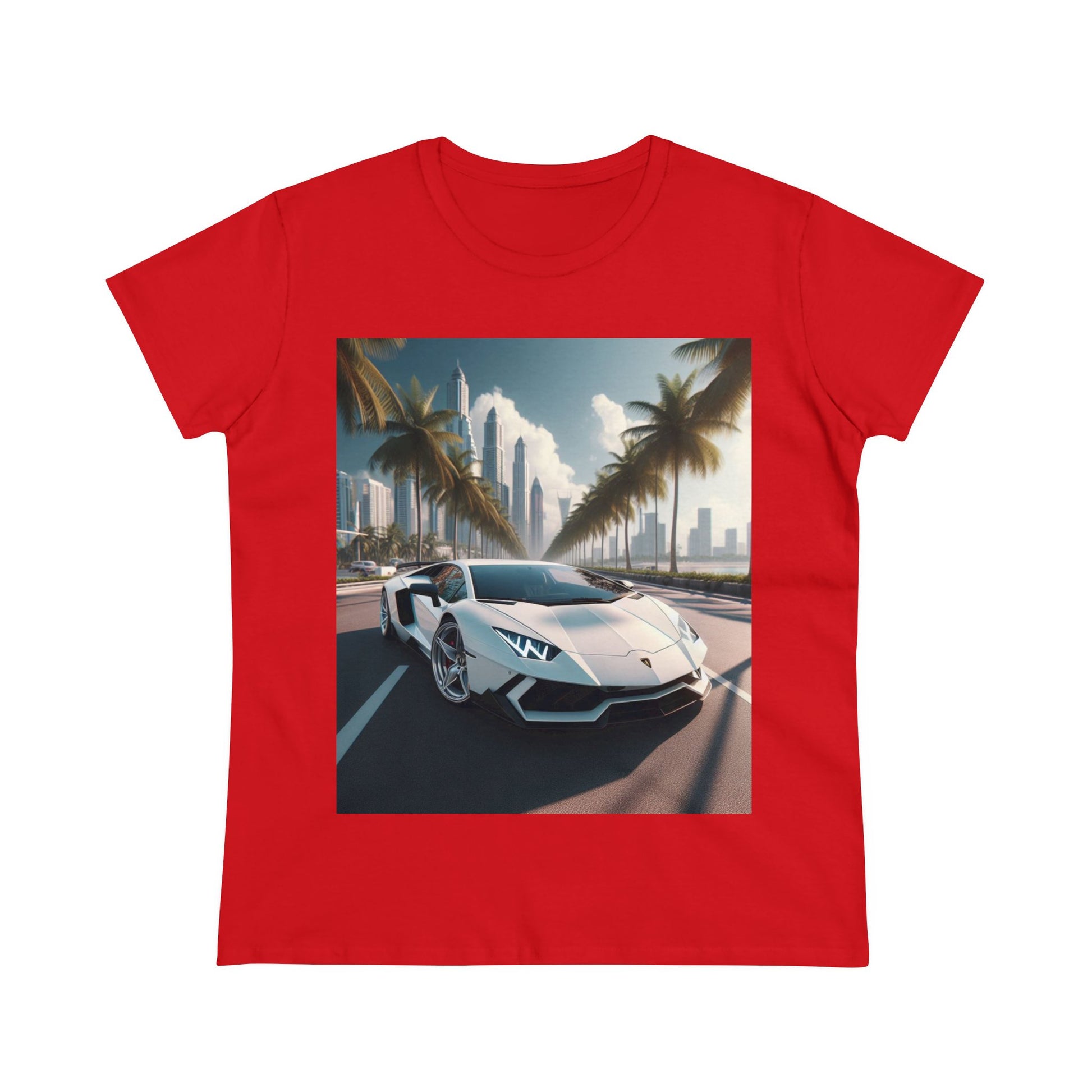 White Lamborghini T-Shirt T-Shirt Printify Red S