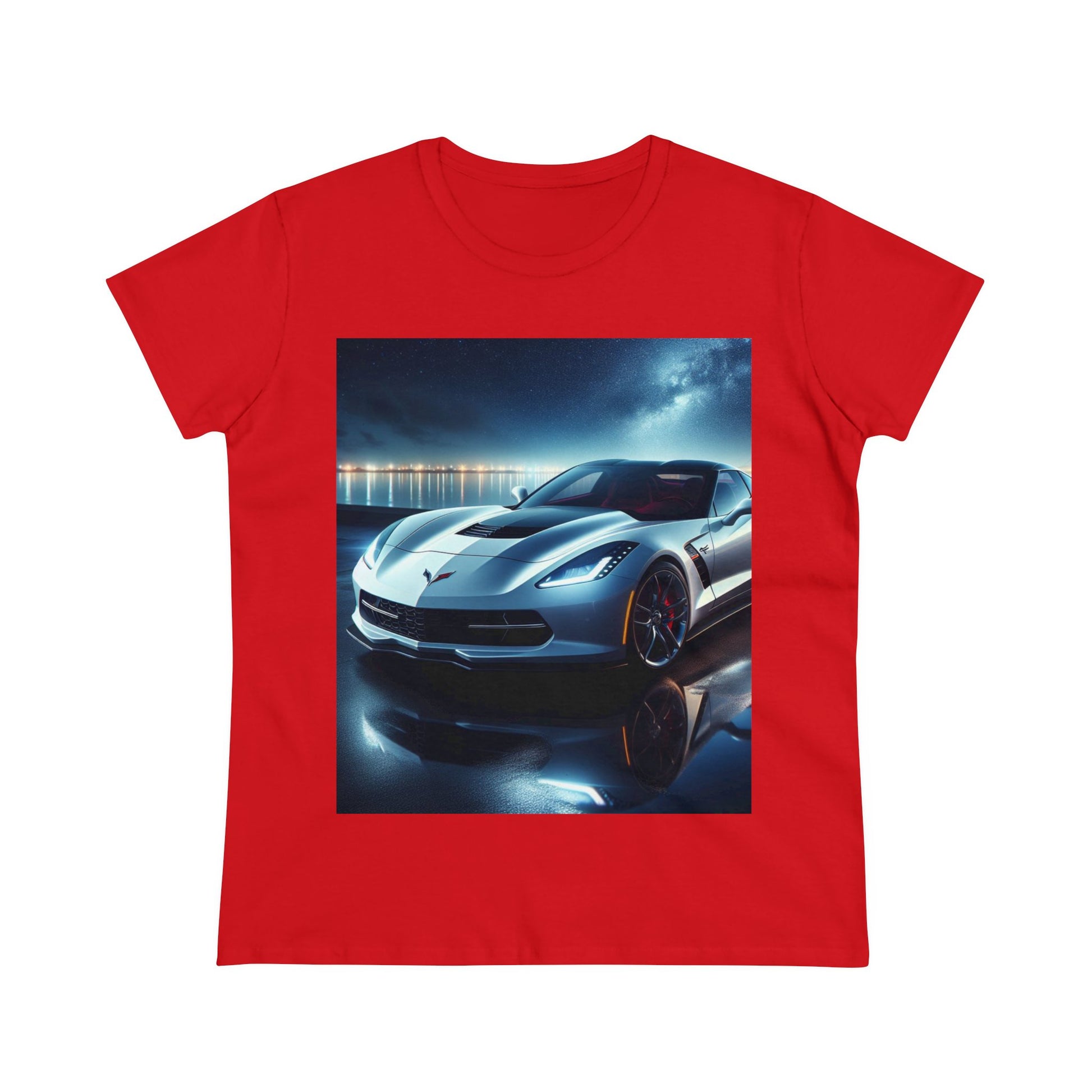 White Corvette T-Shirt T-Shirt Printify Red S
