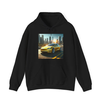 Yellow Tesla Hoodie Hoodie Printify Black S