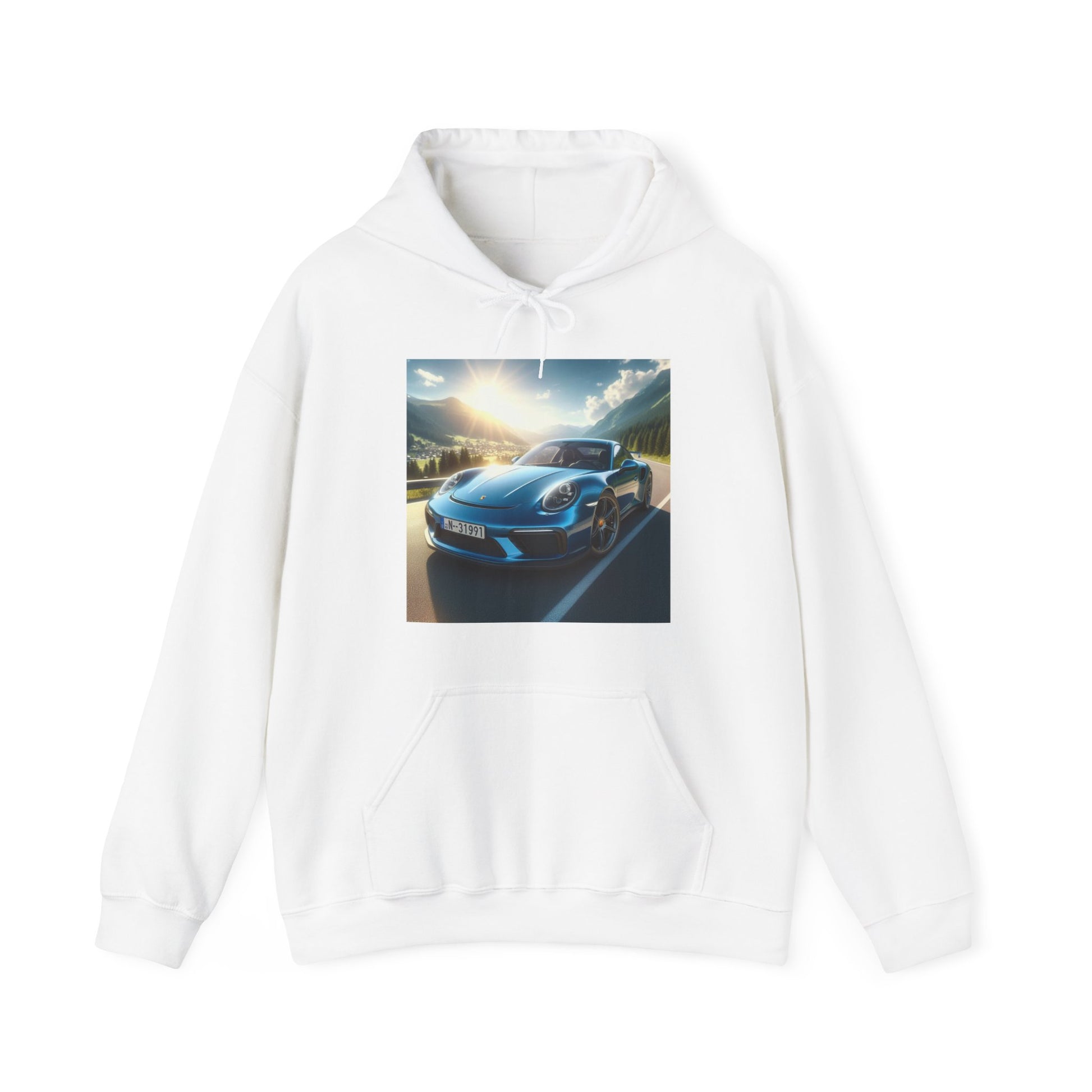 Blue Porsche Hoodie Hoodie Printify White S
