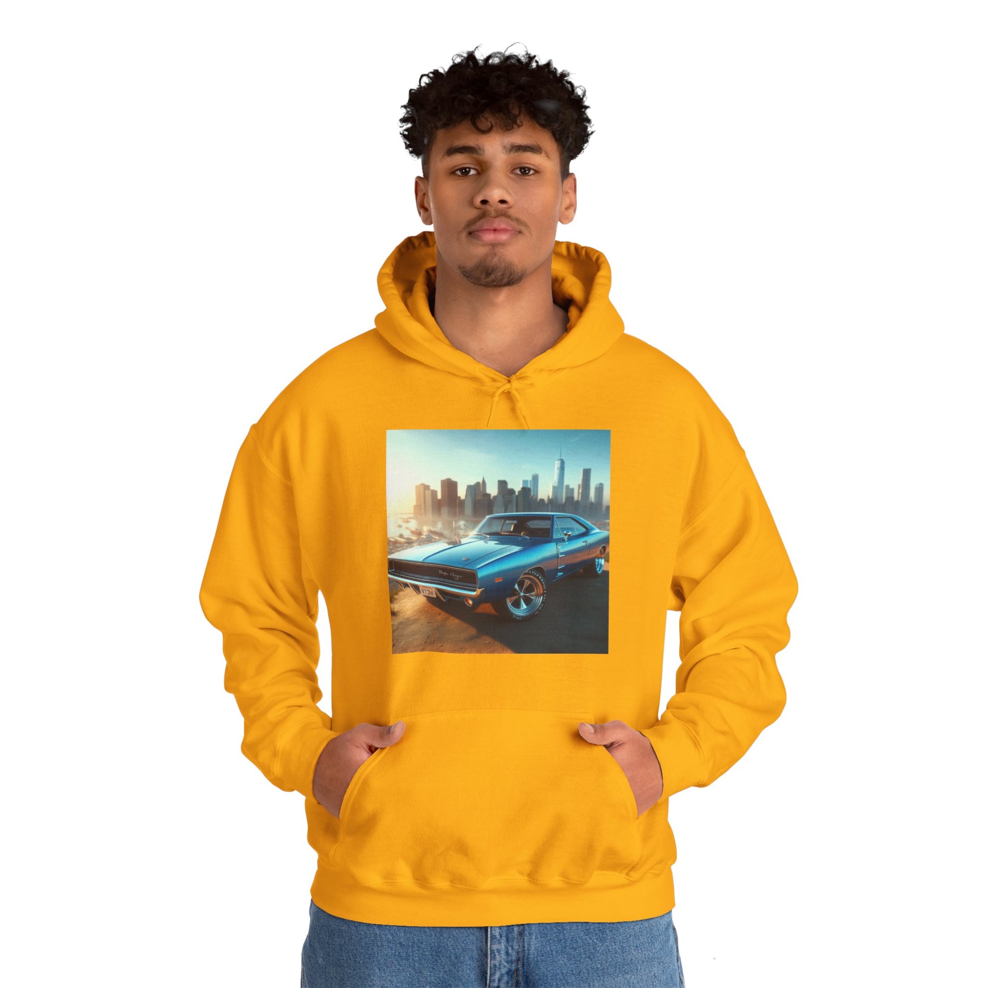 1970 Blue Dodge Charger Hoodie Hoodie Printify