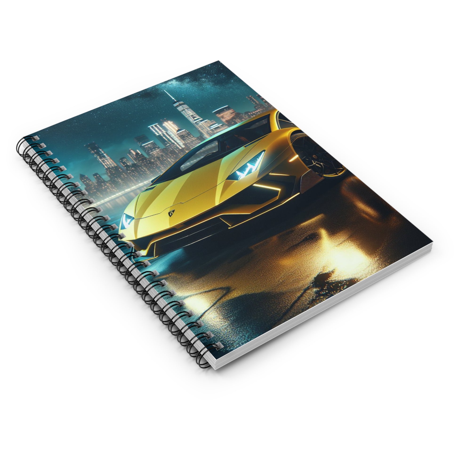 Yellow Lamborghini Spiral Notebook Paper products Printify