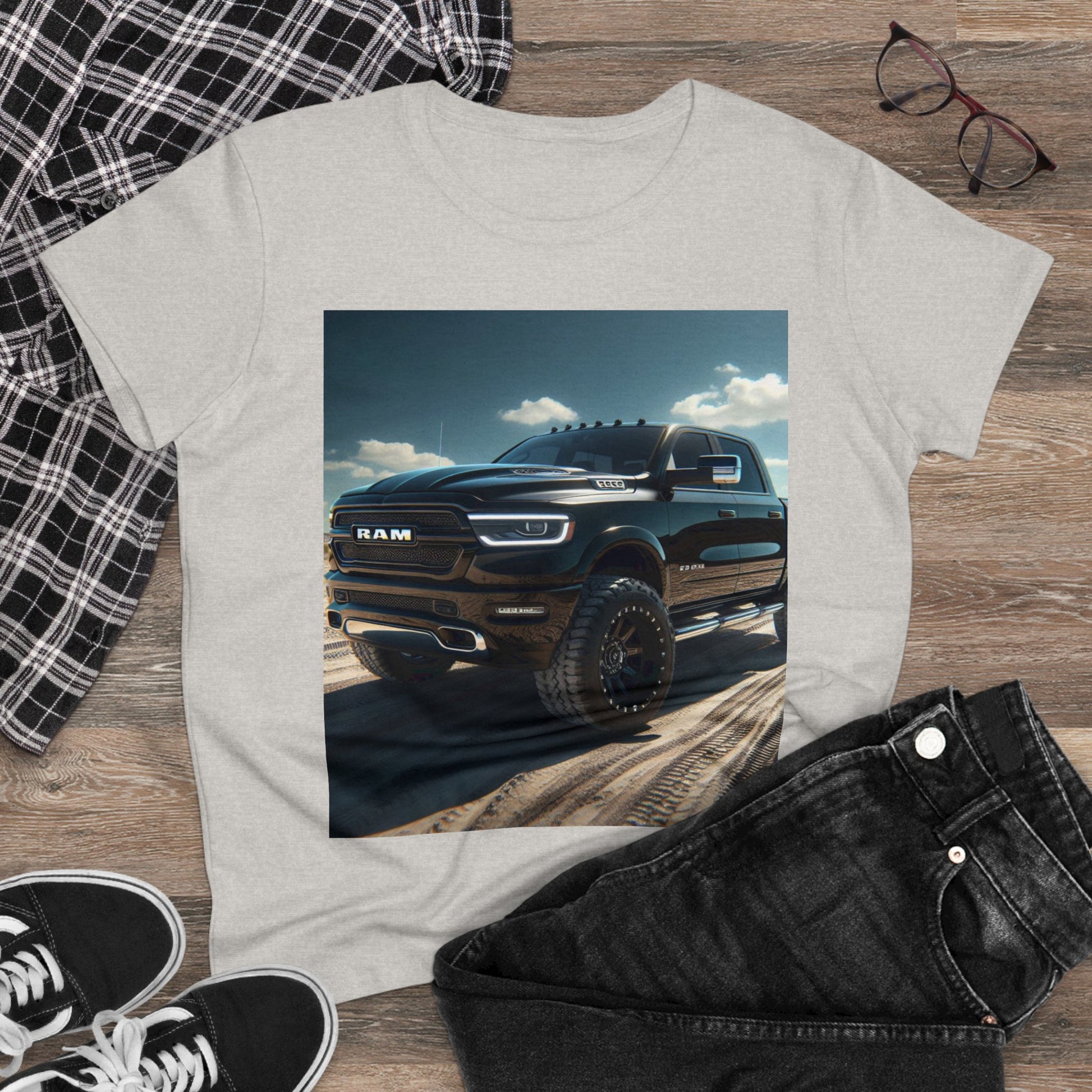 Black Dodge Ram T-Shirt T-Shirt Printify