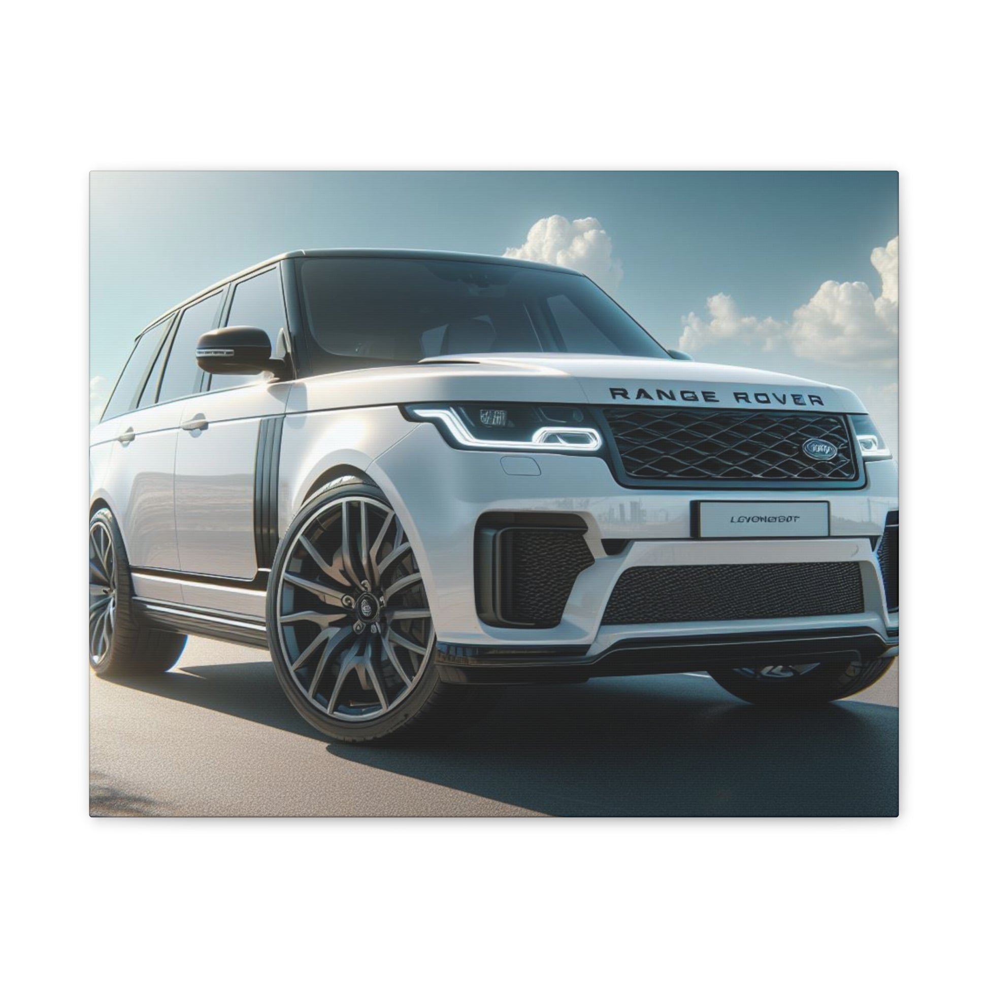 White Range Rover Canvas Canvas Printify
