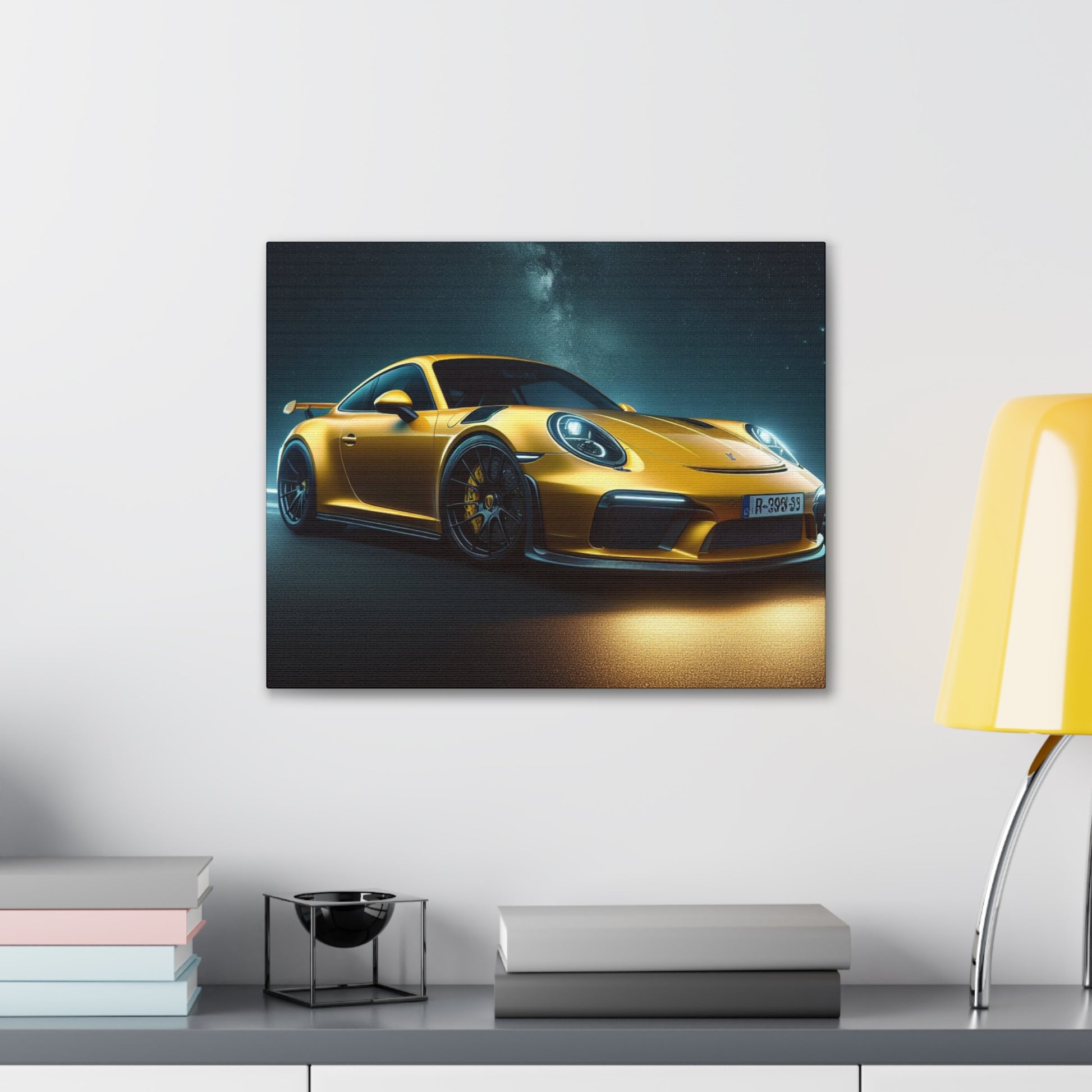 Yellow Porsche Canvas Canvas Printify 20″ x 16″ (Horizontal) 0.75''
