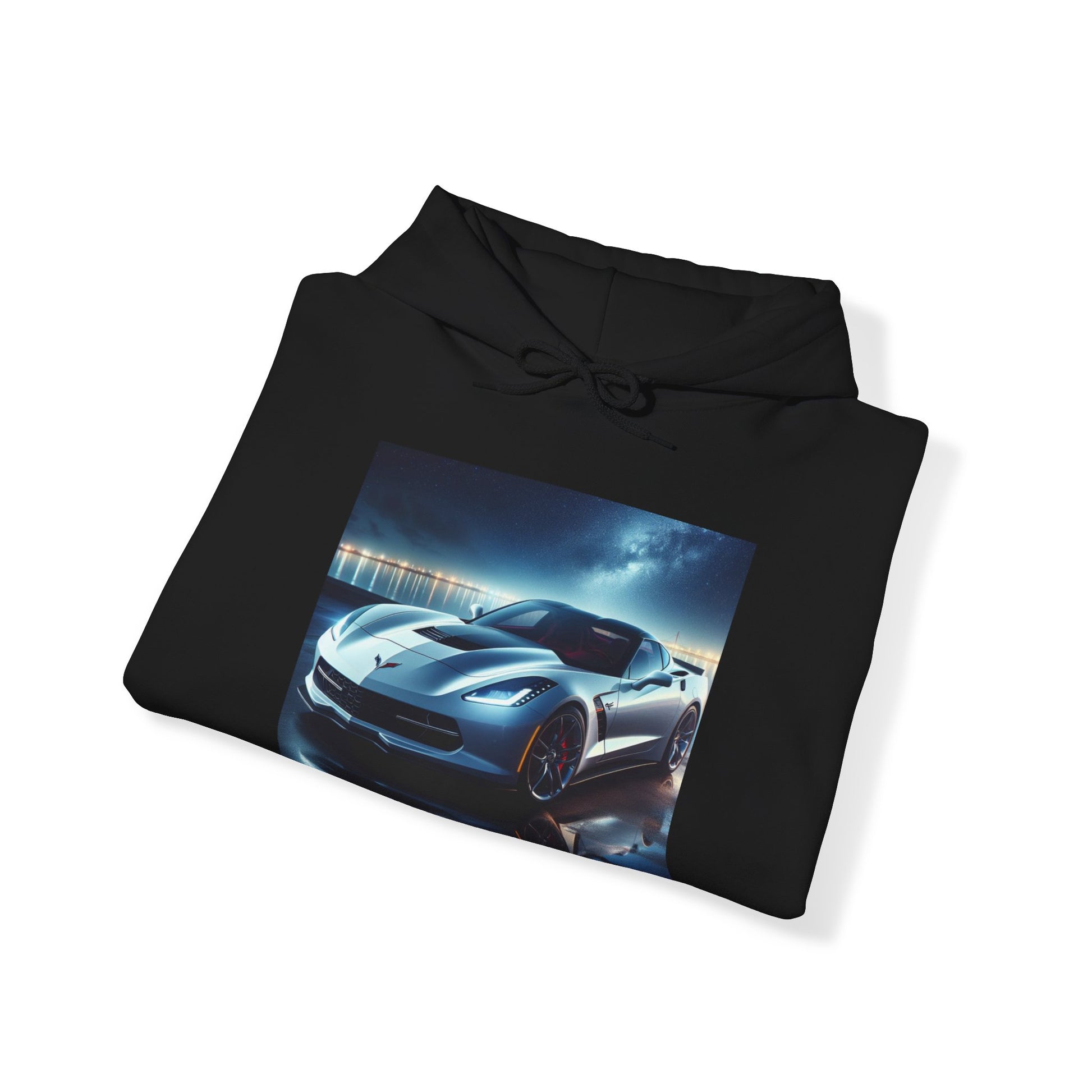 White Corvette Hoodie Hoodie Printify