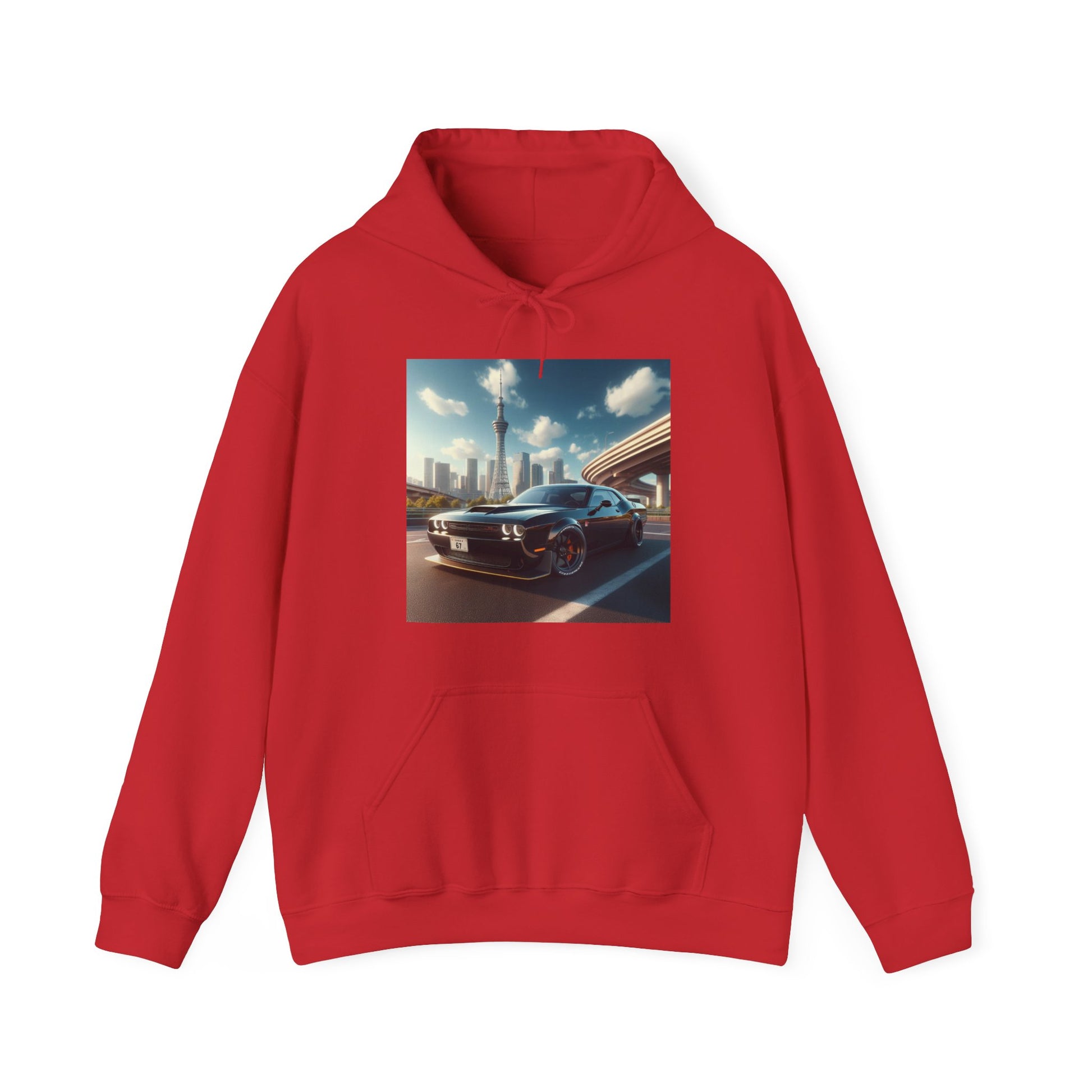 Black Challenger Hoodie Hoodie Printify Red S