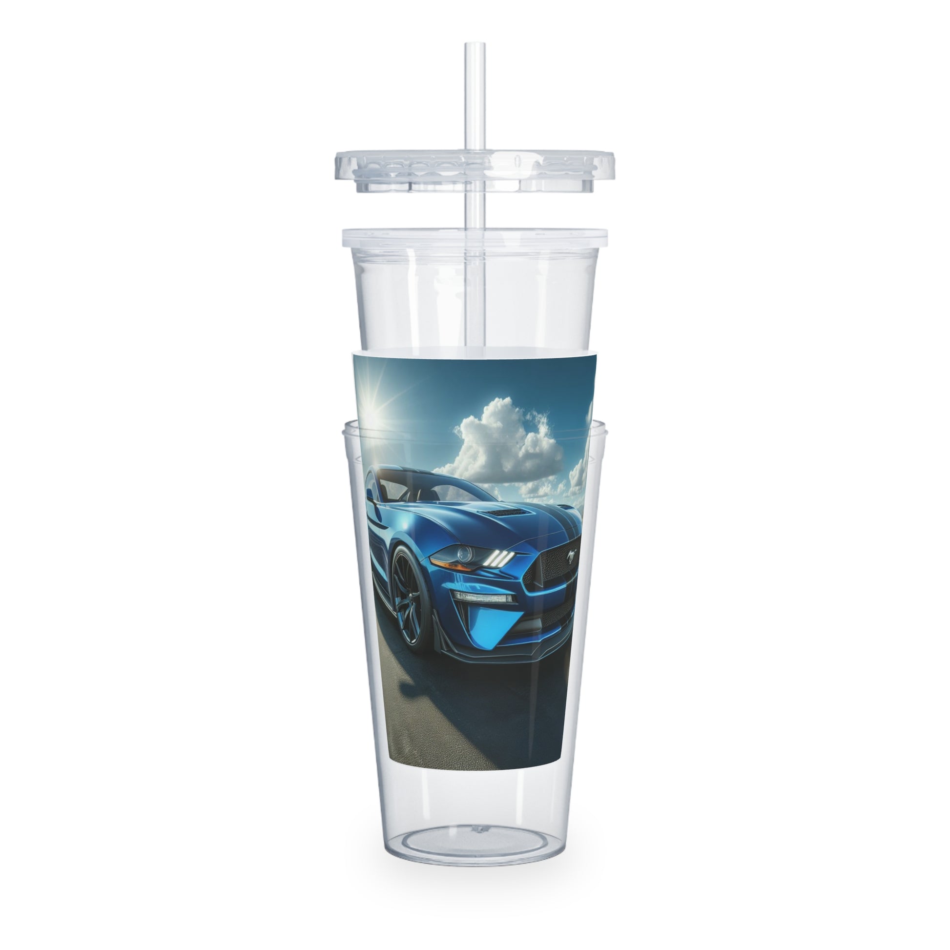 Blue Mustang Tumbler with Straw Mug Printify