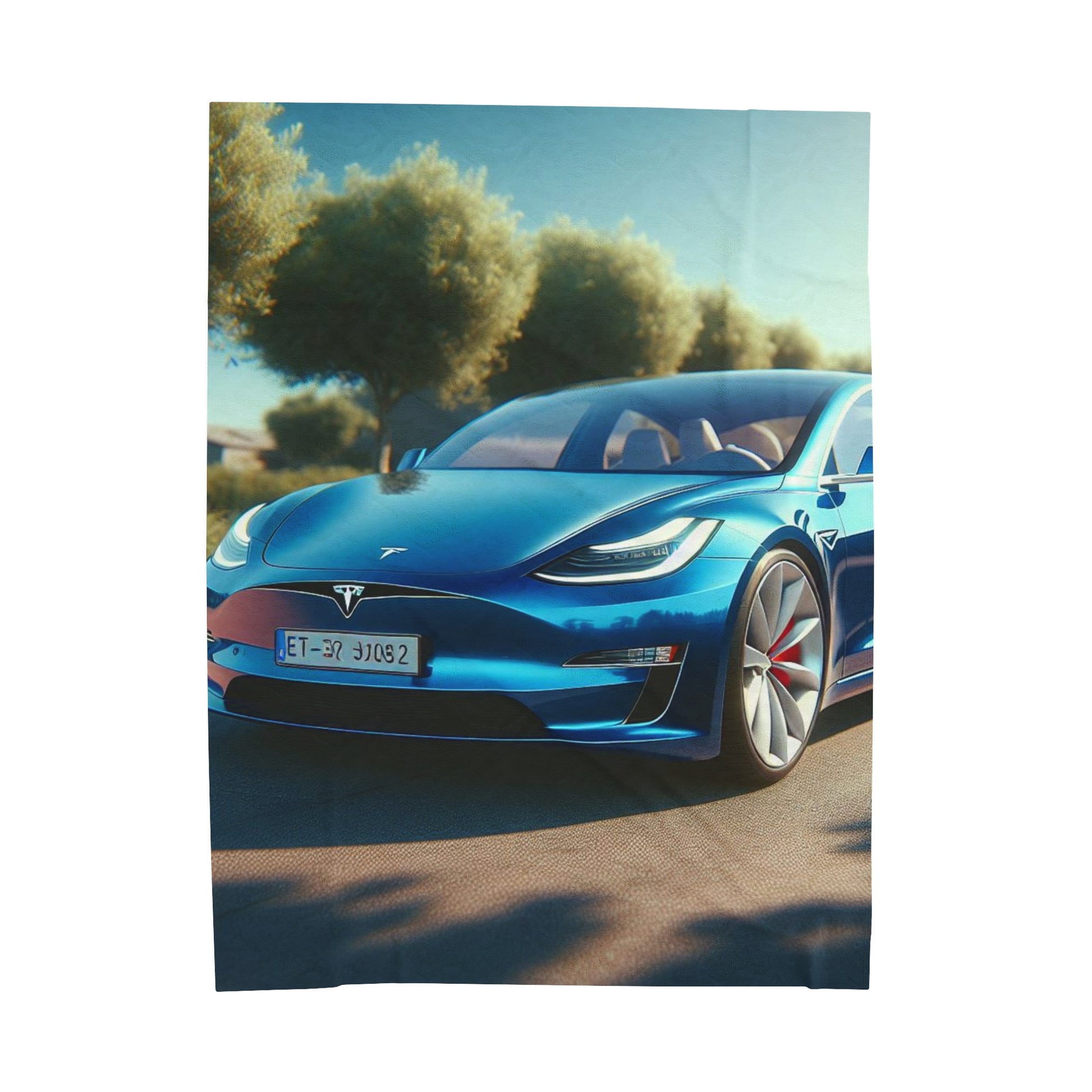 Blue Tesla Plush Blanket All Over Prints Printify 60" × 80"