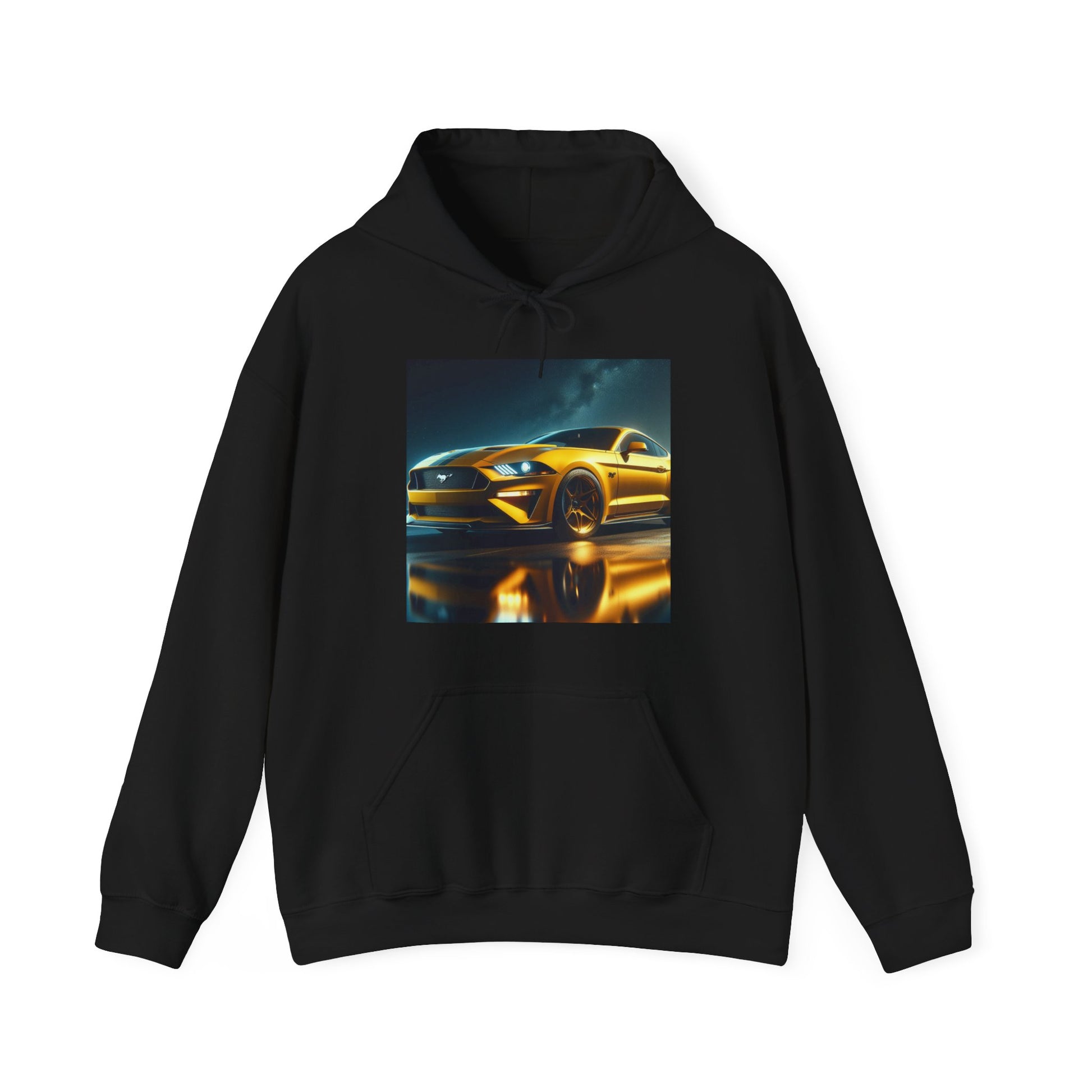 Yellow Mustang Hoodie Hoodie Printify Black S