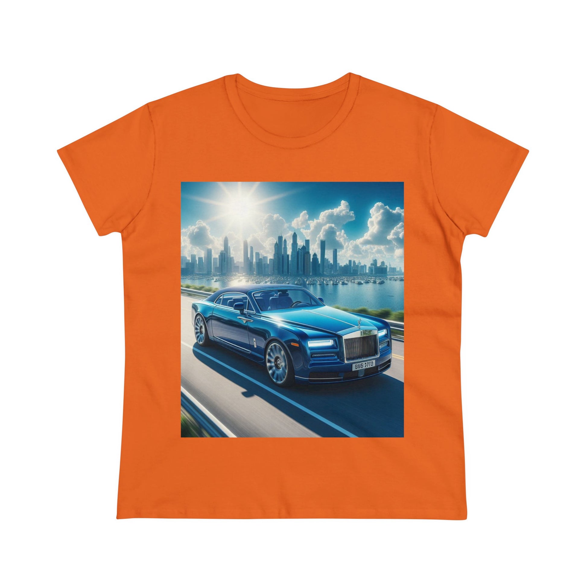 Blue Rolls Royce T-Shirt T-Shirt Printify Orange S