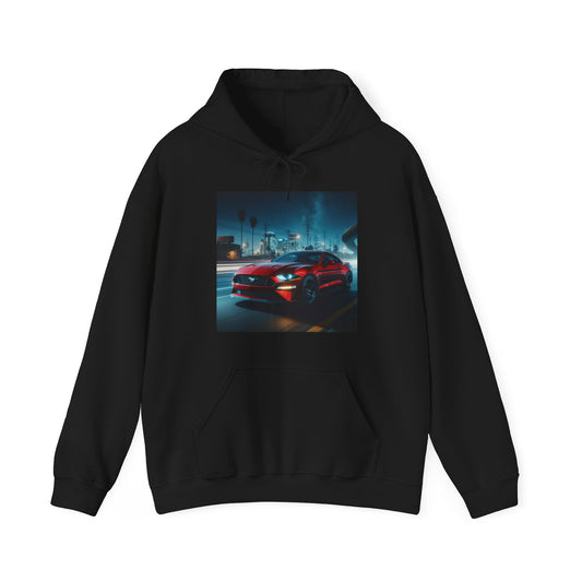 Red Mustang Hoodie Hoodie Printify Black S