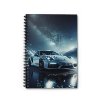 White Porsche Spiral Notebook Paper products Printify One Size