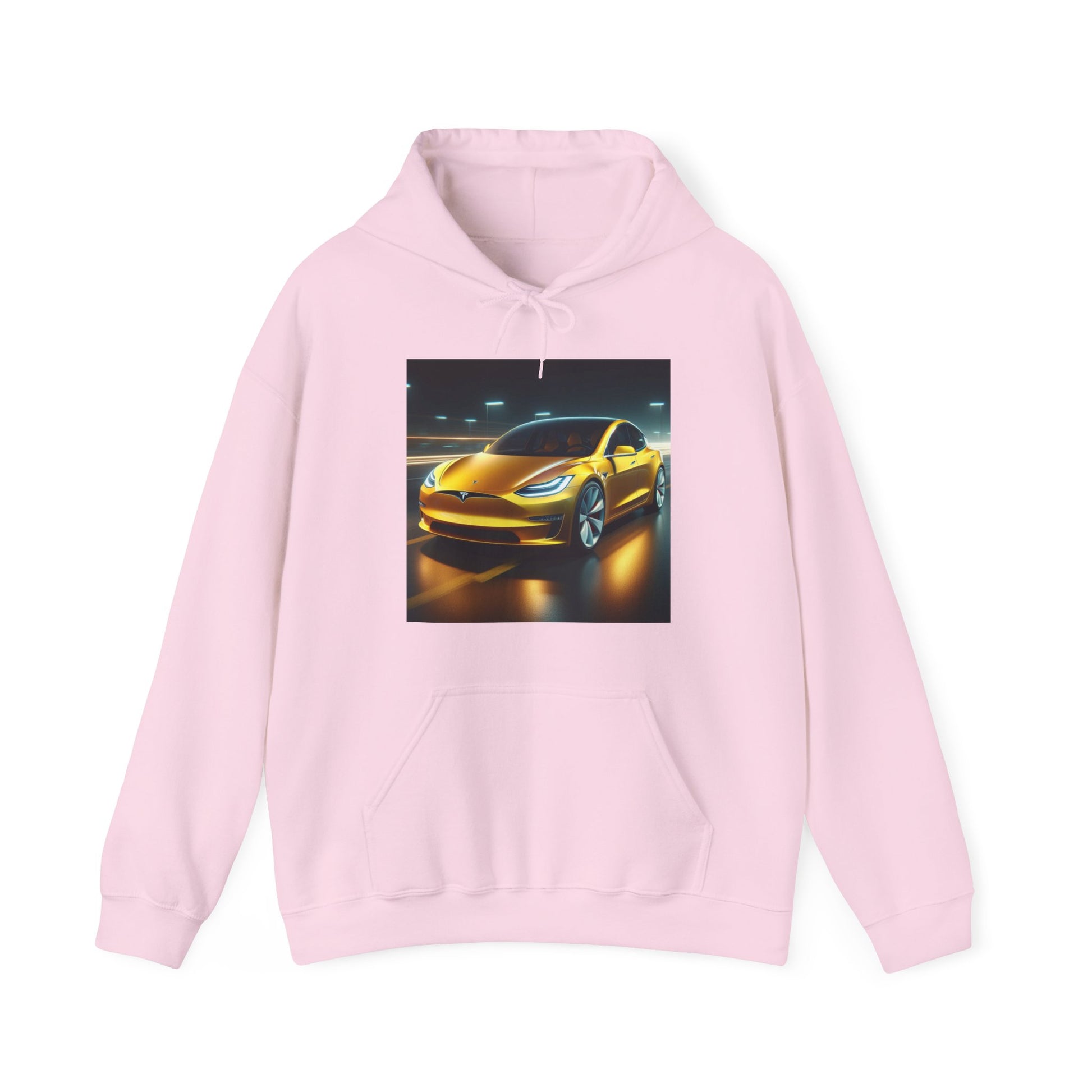 Yellow Tesla Hoodie Hoodie Printify Light Pink S