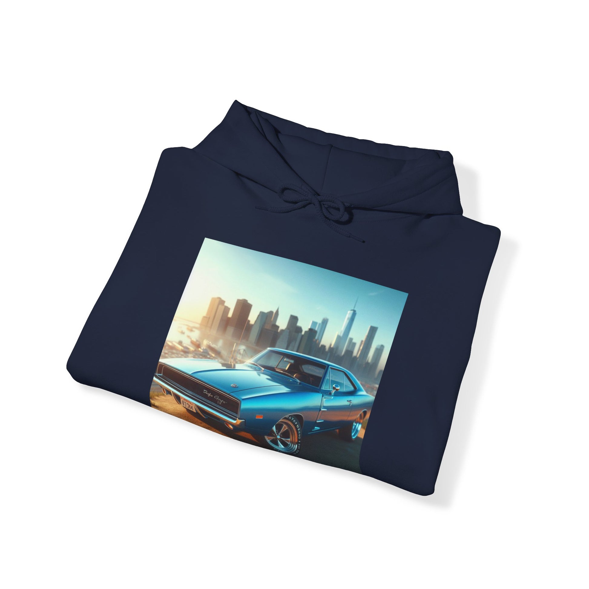 1970 Blue Dodge Charger Hoodie Hoodie Printify