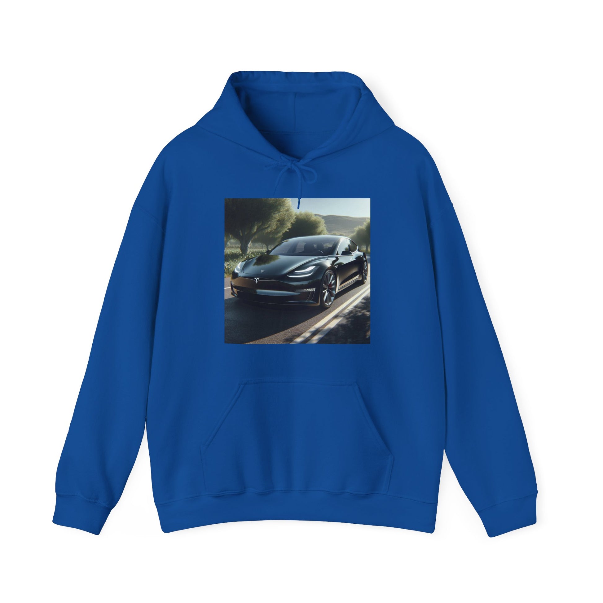 Black Tesla Hoodie Hoodie Printify Royal S