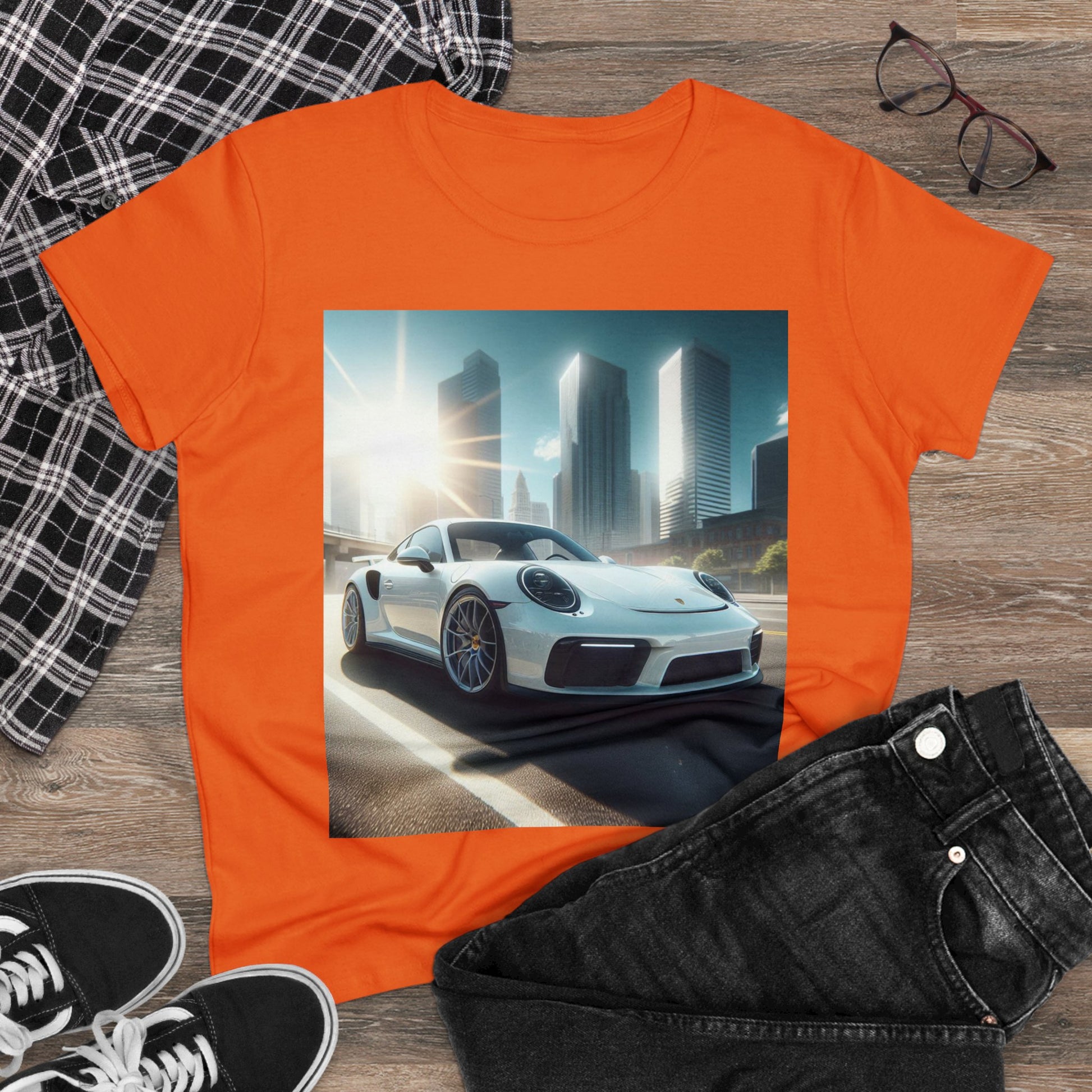 White Porsche T-Shirt T-Shirt Printify