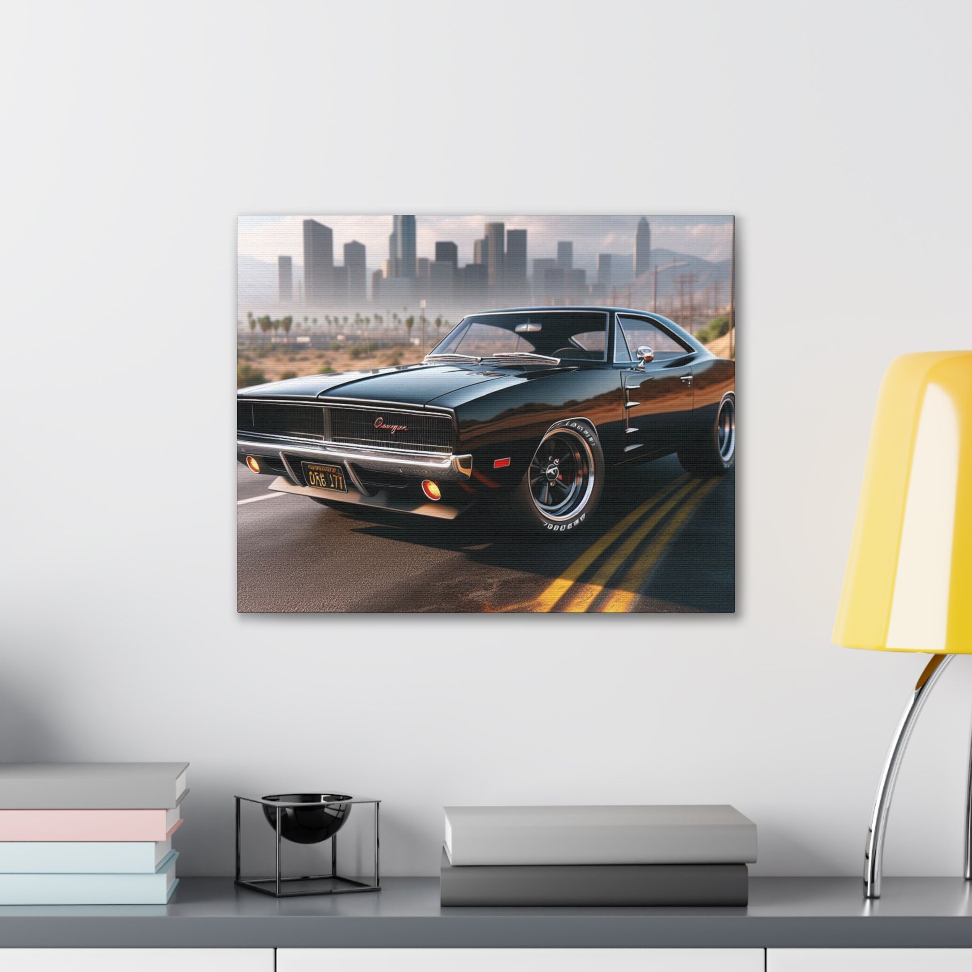 1970 Black Dodge Charger Canvas Canvas Printify 20″ x 16″ (Horizontal) 0.75''