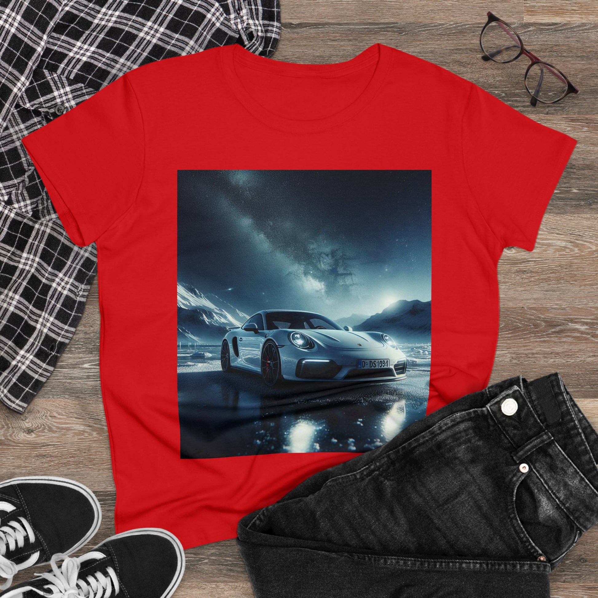 White Porsche T-Shirt T-Shirt Printify