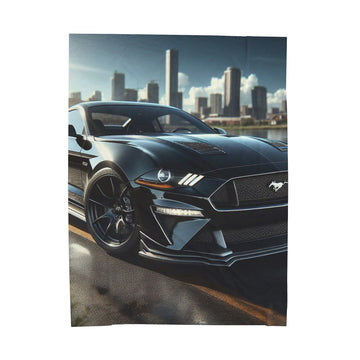 Black Mustang Plush Blanket All Over Prints Printify 60" × 80"