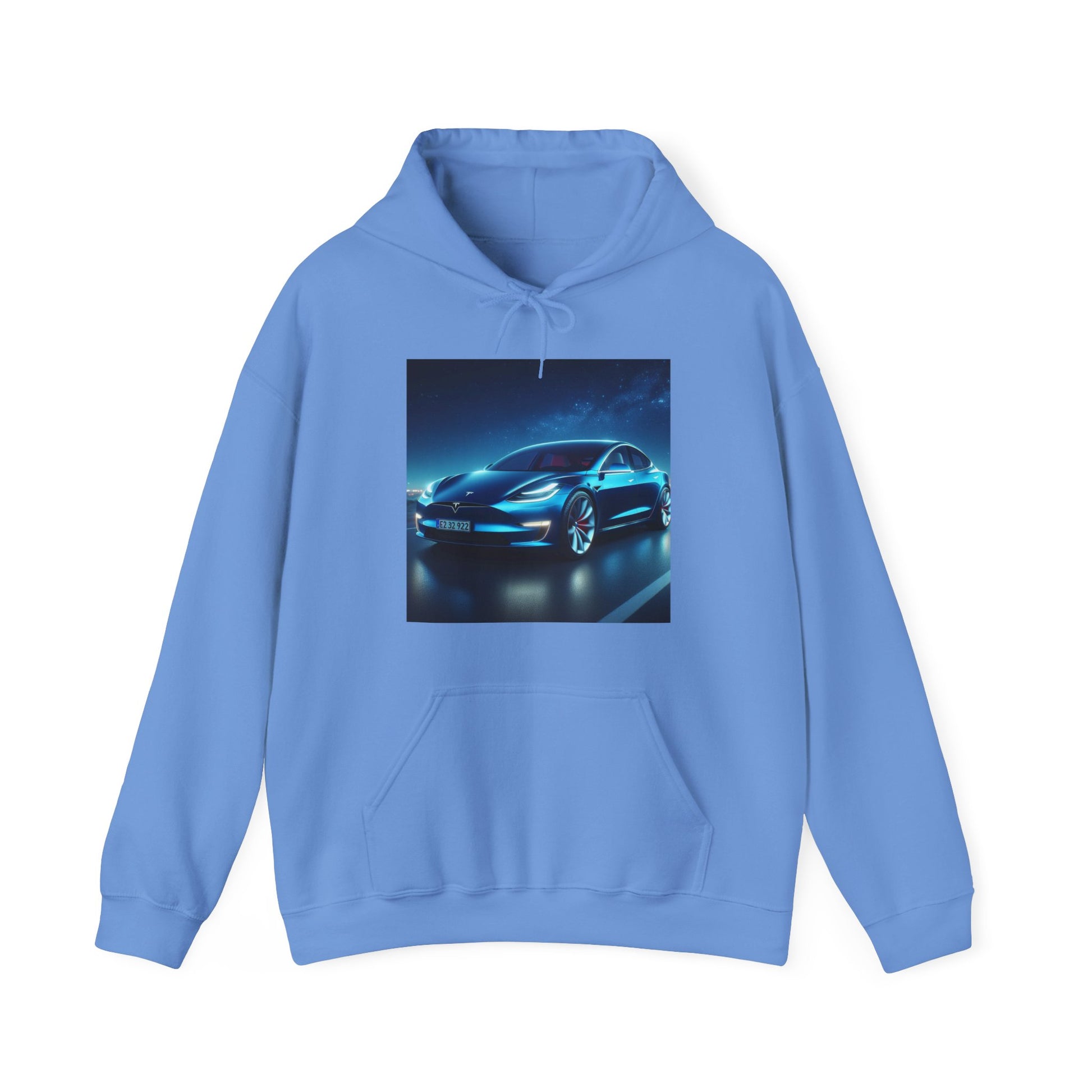 Blue Tesla Hoodie Hoodie Printify Carolina Blue S