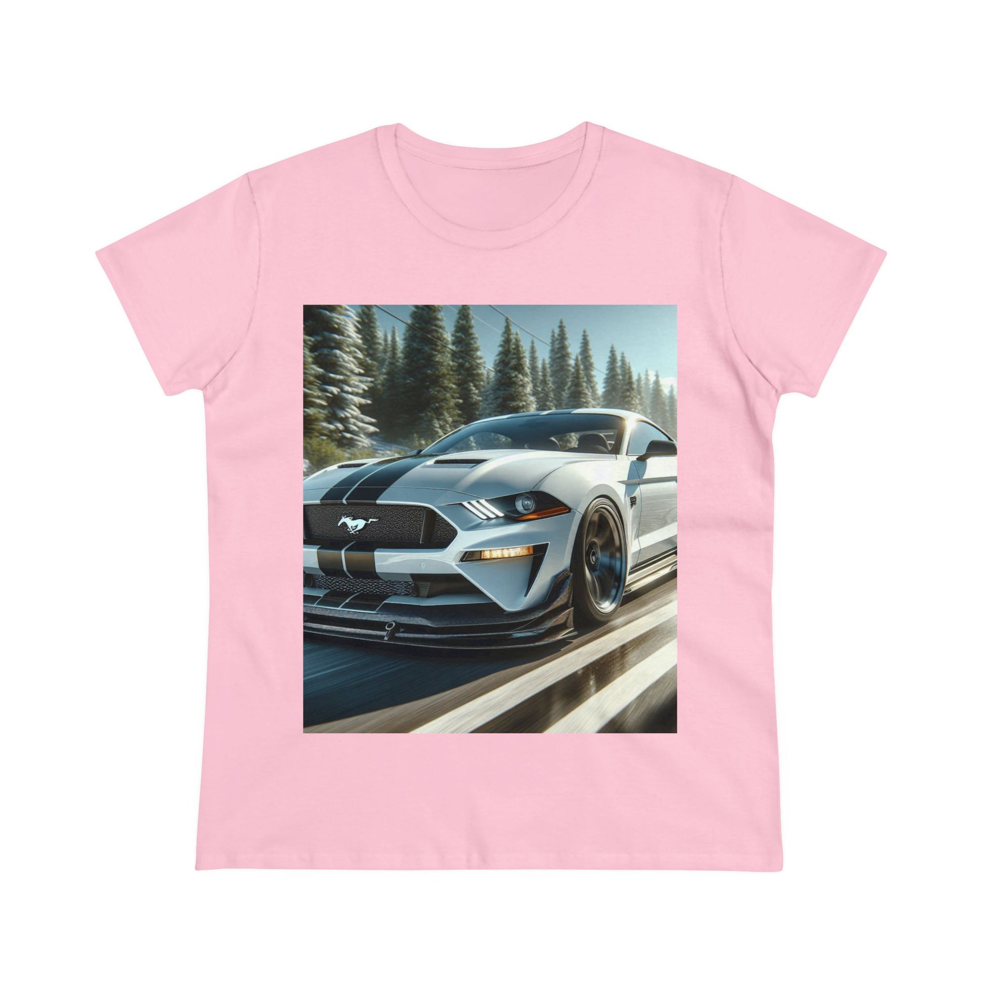 White Mustang T-Shirt T-Shirt Printify Light Pink S