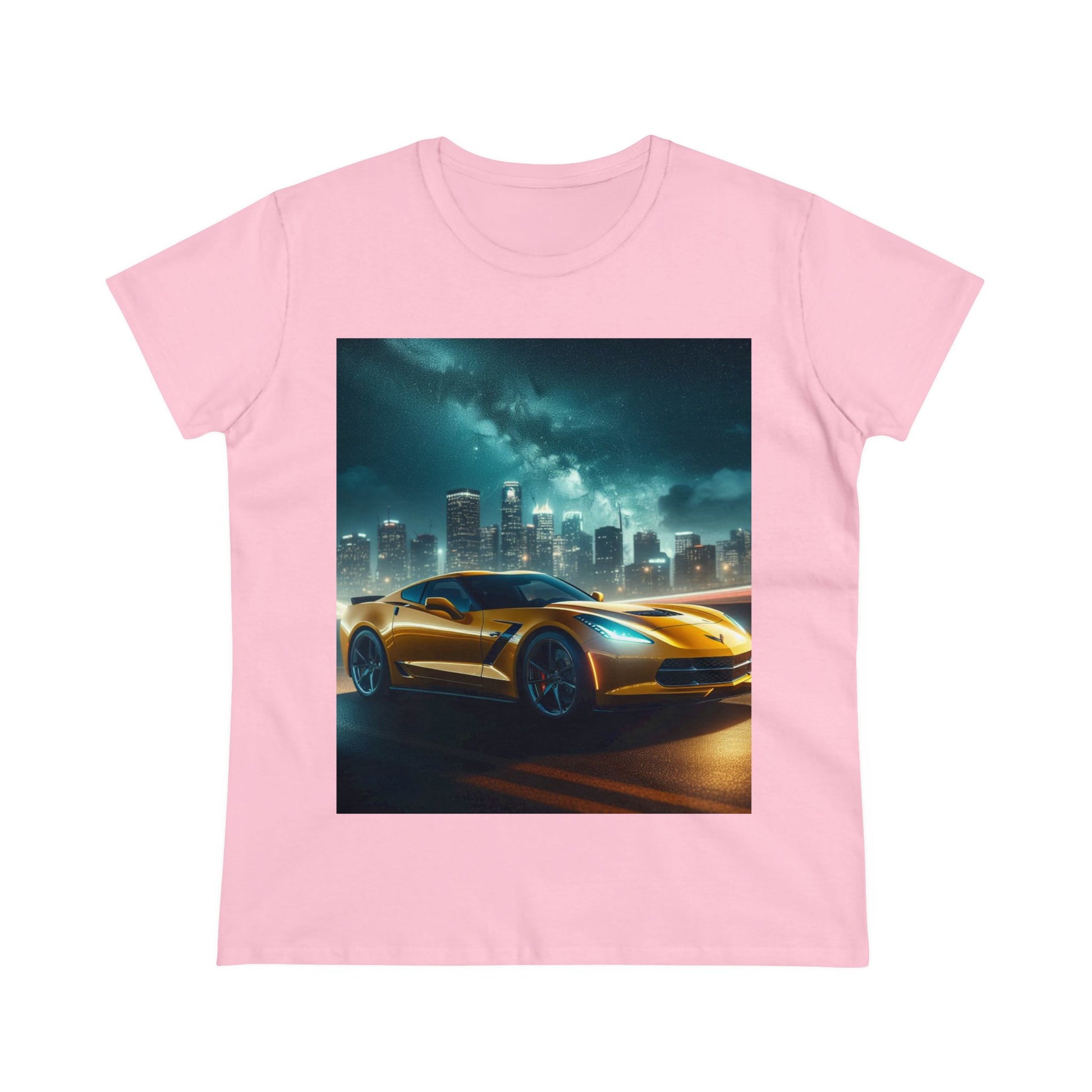 Yellow Corvette T-Shirt T-Shirt Printify Light Pink S