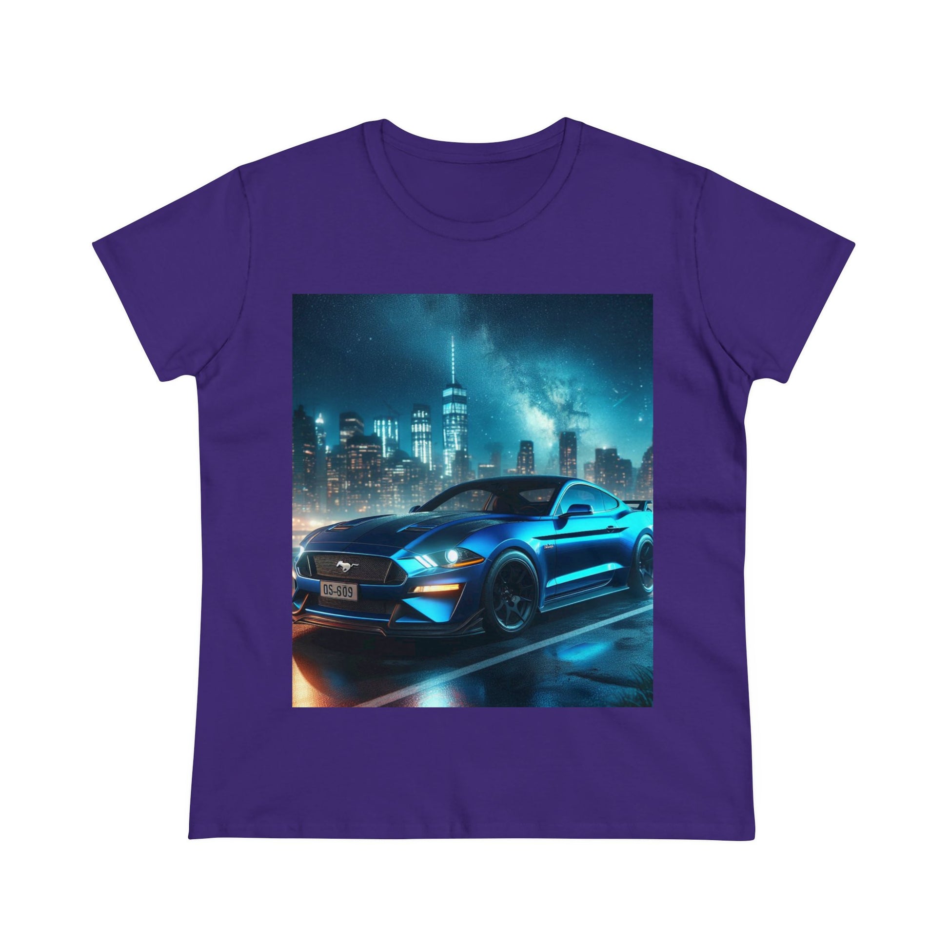 Blue Mustang T-Shirt T-Shirt Printify Purple S