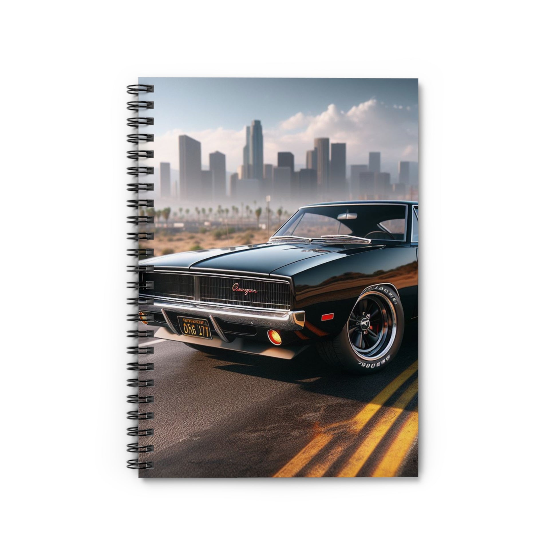 1970 Black Dodge Charger Spiral Notebook Paper products Printify One Size