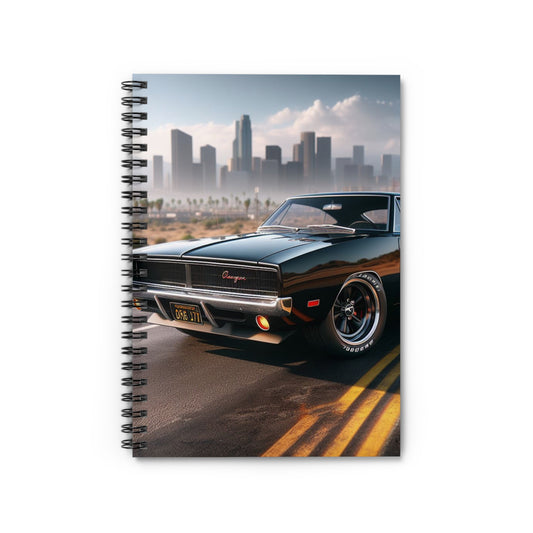 1970 Black Dodge Charger Spiral Notebook Paper products Printify One Size
