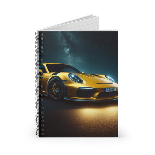 Yellow Porsche Spiral Notebook Paper products Printify