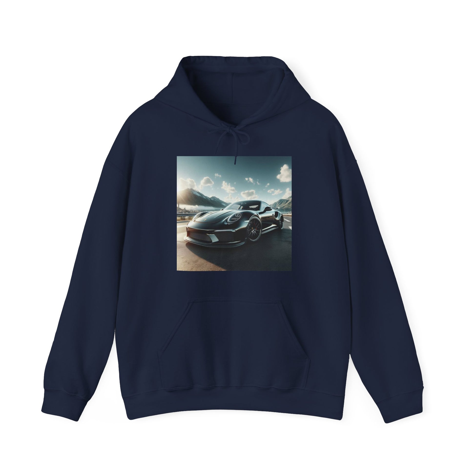 Black Porsche Hoodie Hoodie Printify Navy S