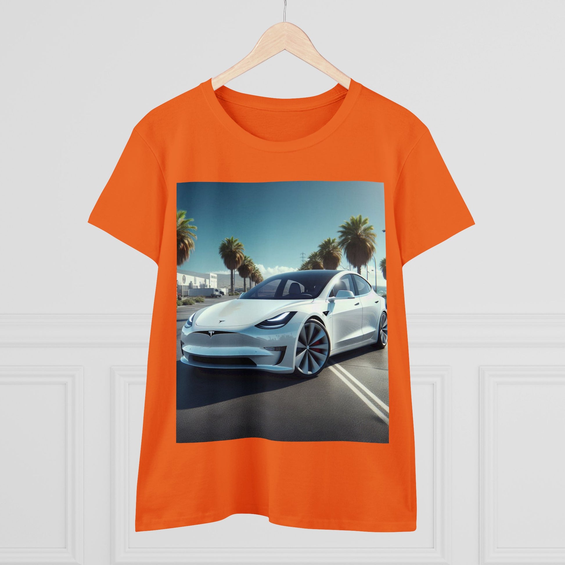 White Tesla T-Shirt T-Shirt Printify