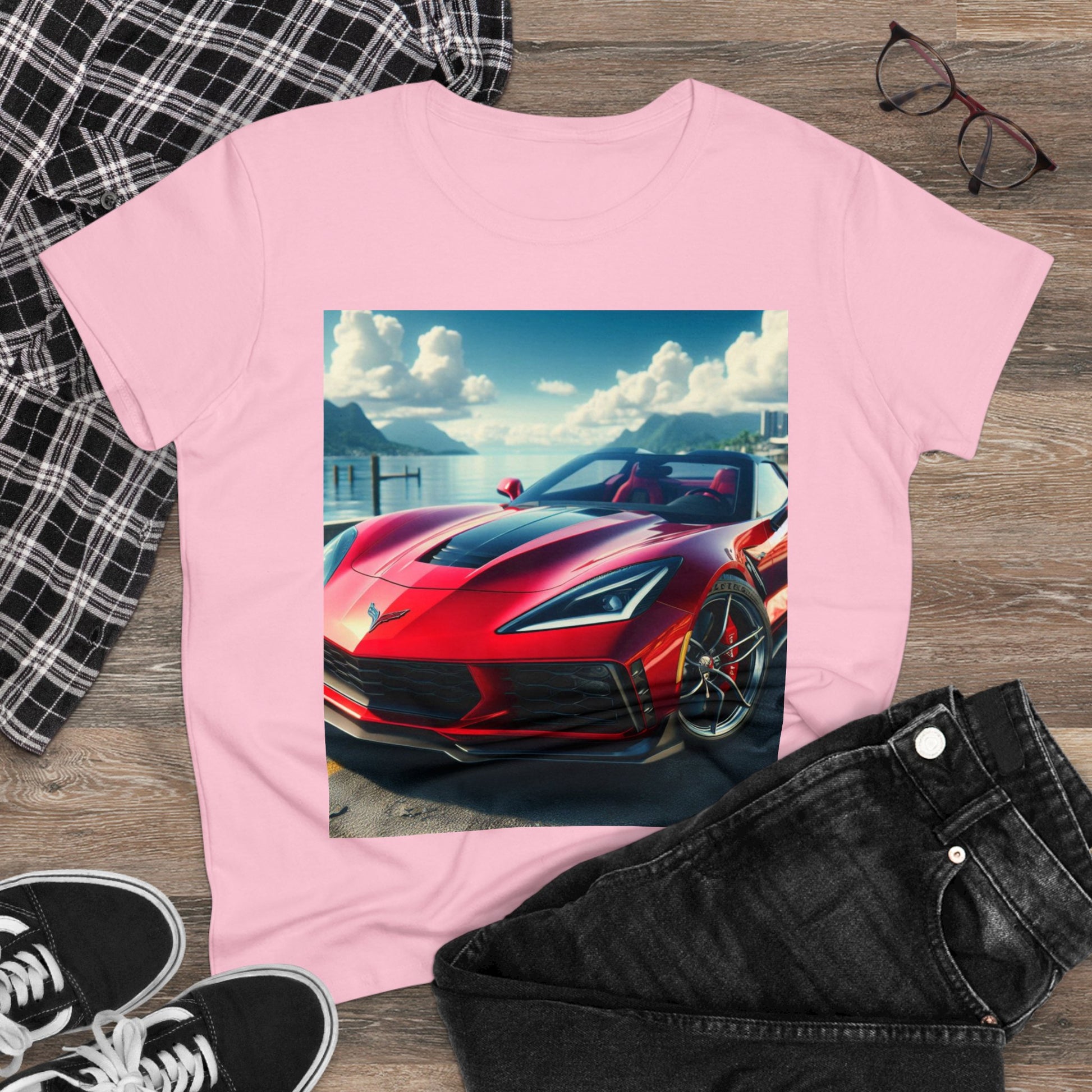 Red Corvette T-Shirt T-Shirt Printify