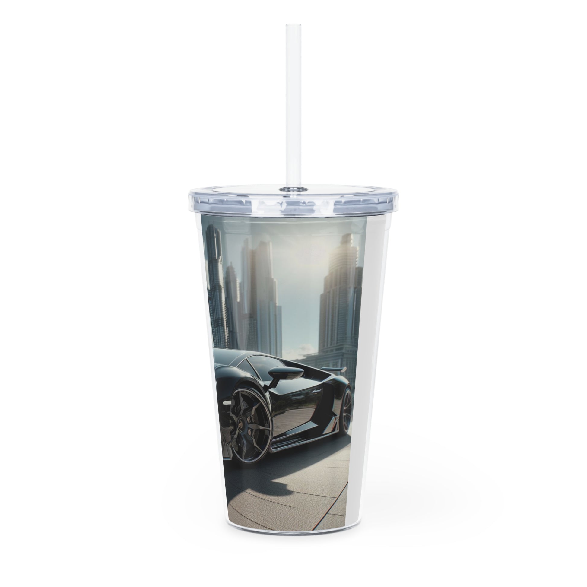 Black Lamborghini Tumbler with Straw Mug Printify