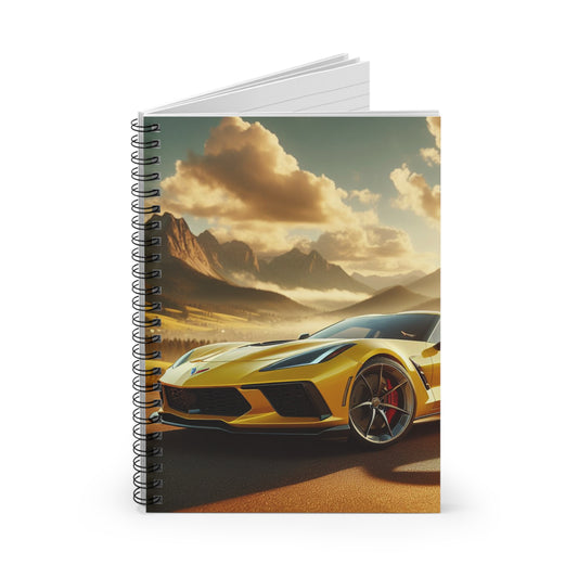 Yellow Corvette Spiral Notebook Paper products Printify