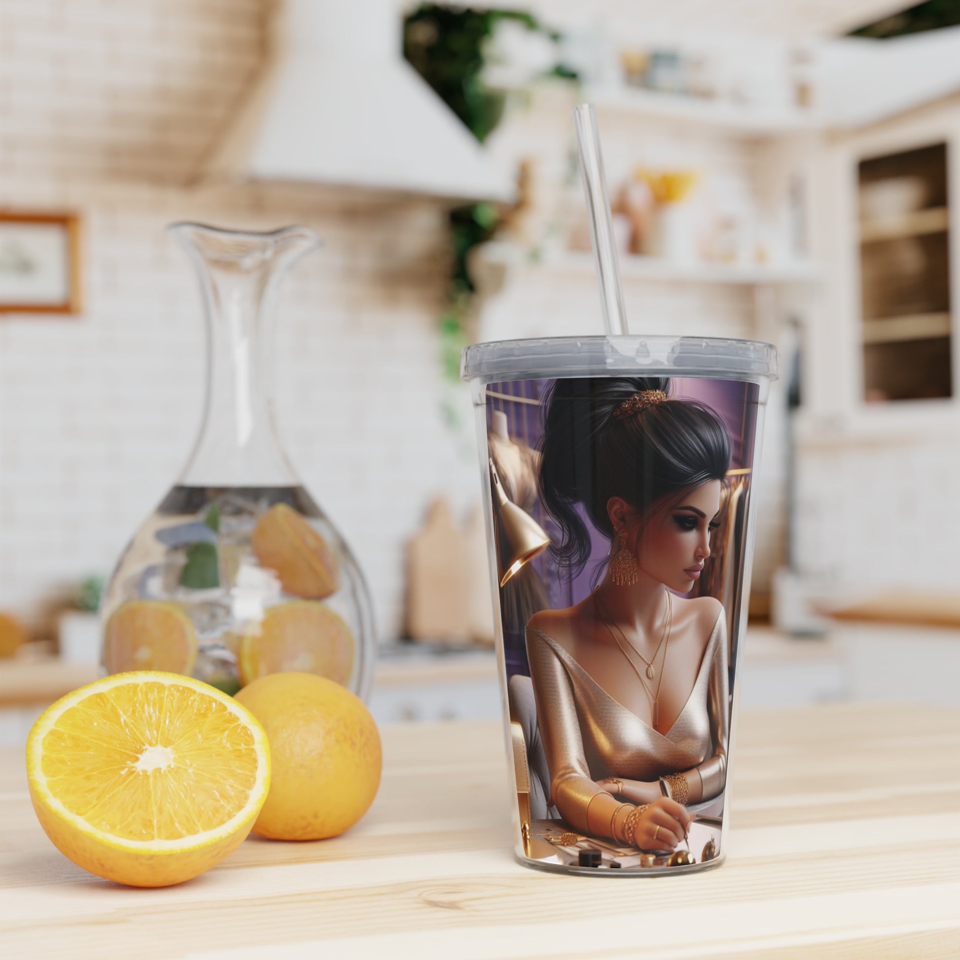 Fashion and Beauty Tumbler with Straw Mug Printify