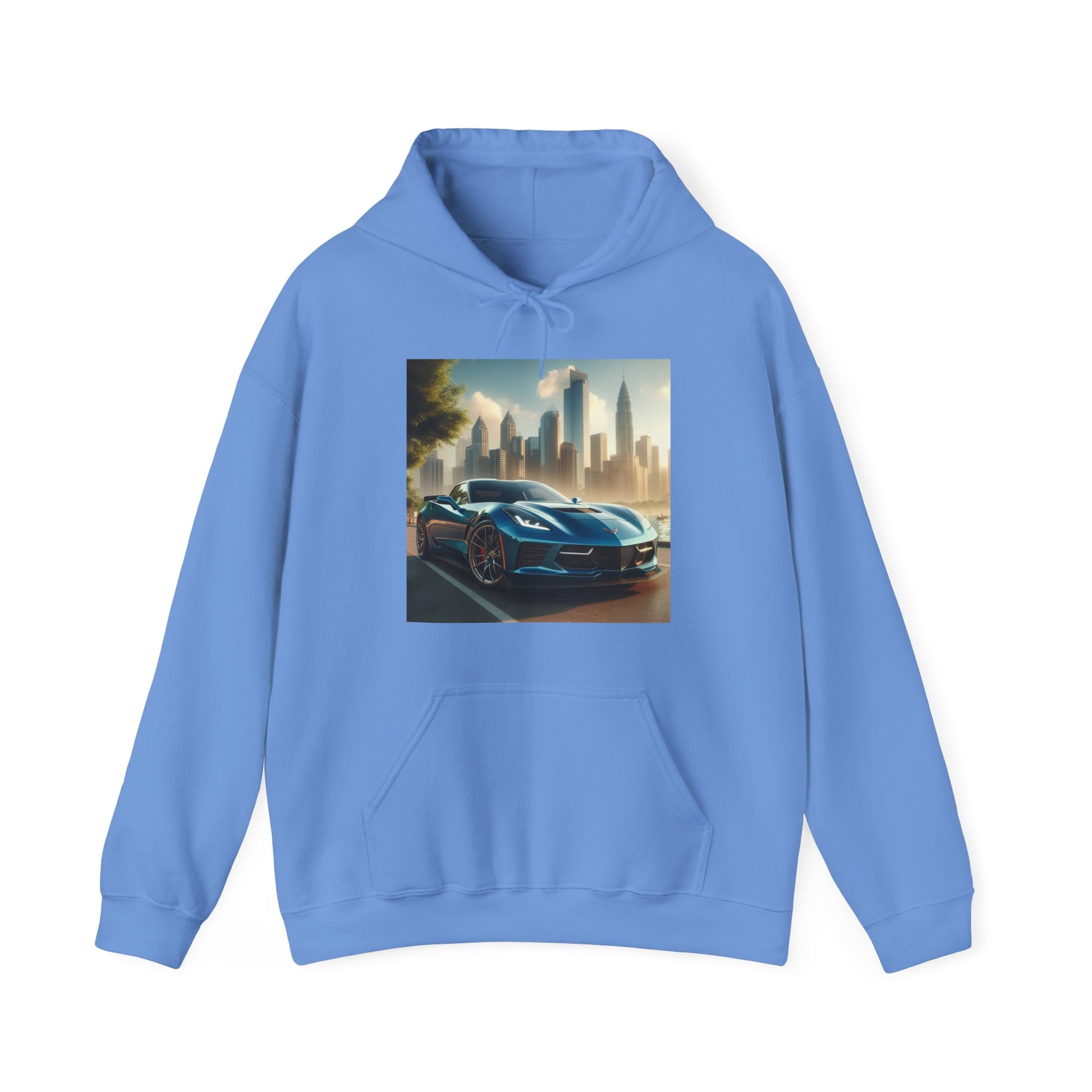 Blue Corvette Hoodie Hoodie Printify Carolina Blue S