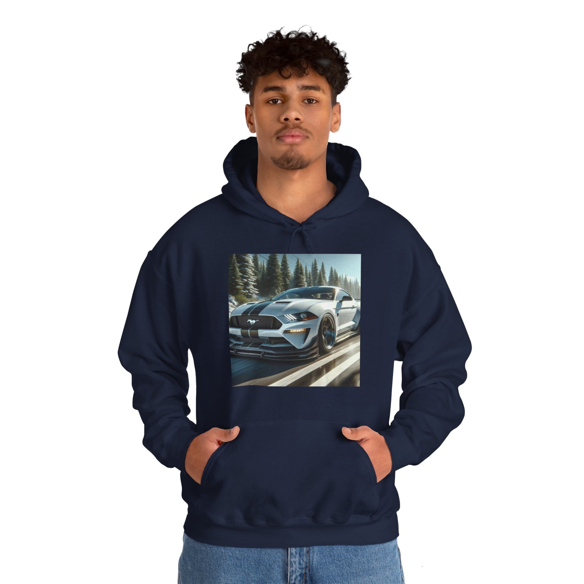 White Mustang Hoodie Hoodie Printify