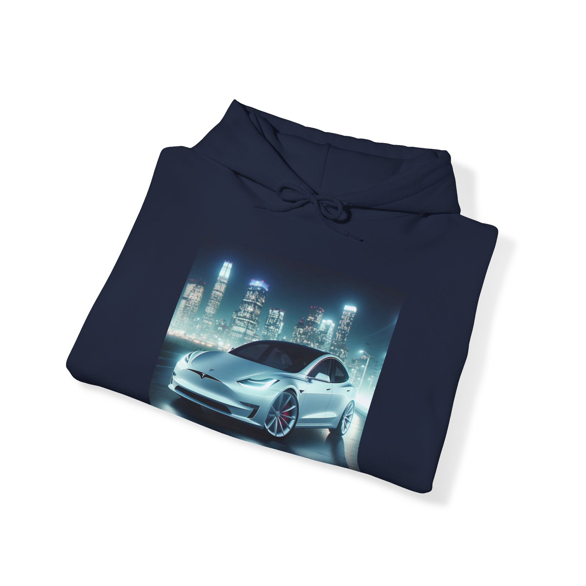 White Tesla Hoodie Hoodie Printify