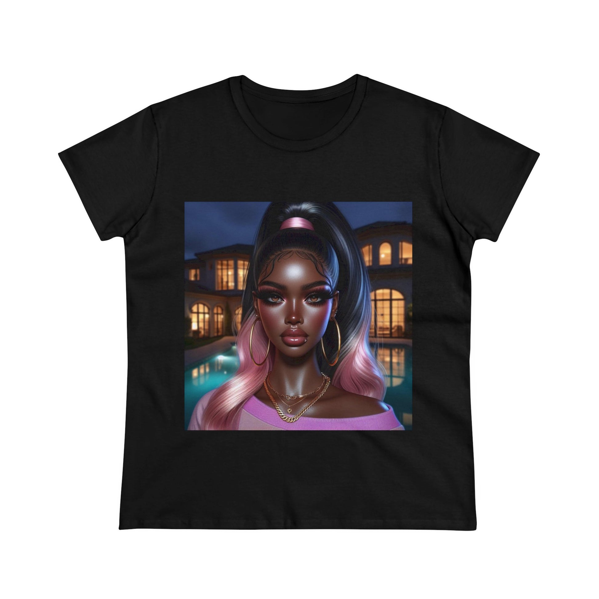 Pink at Night T-Shirt T-Shirt Printify Black S