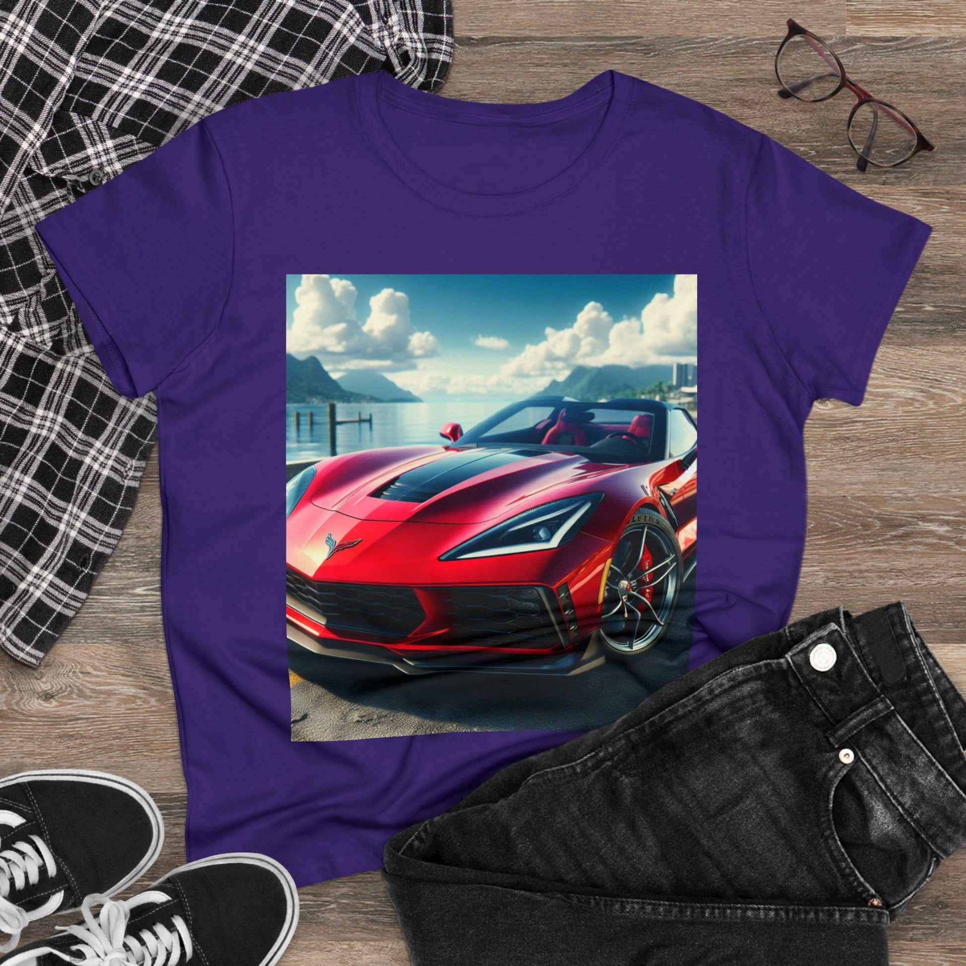 Red Corvette T-Shirt T-Shirt Printify
