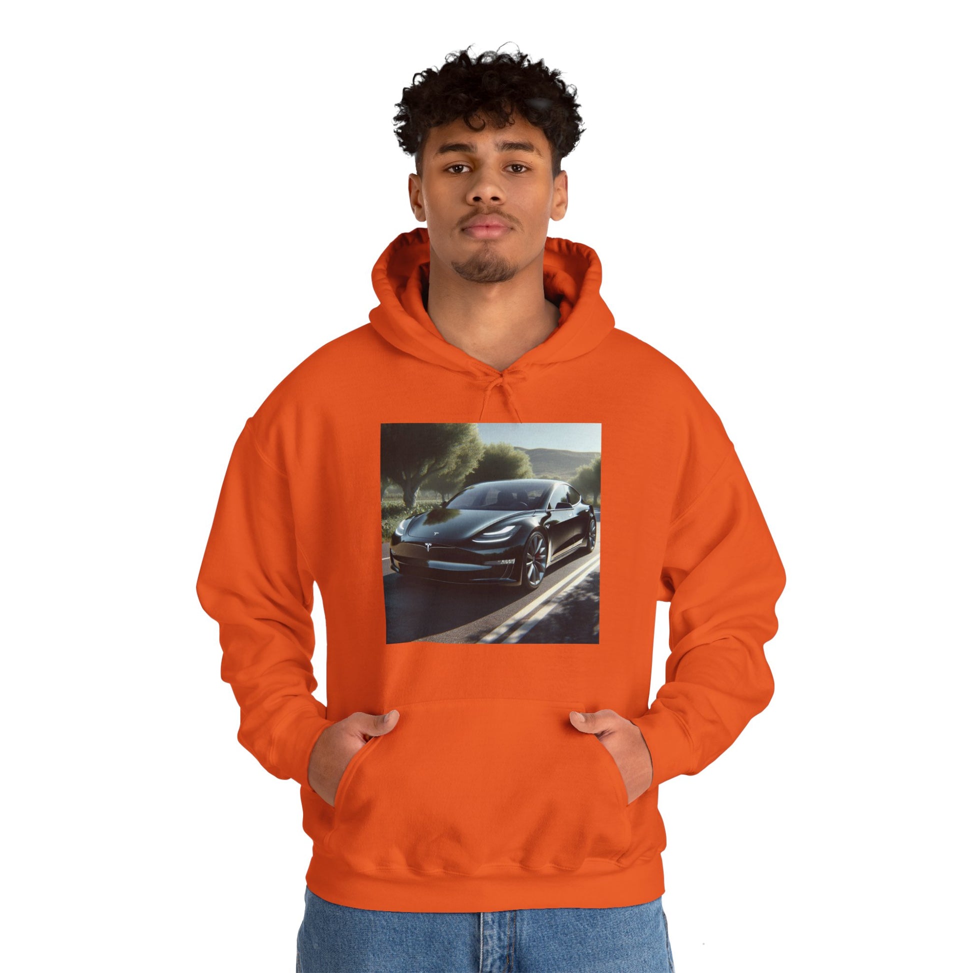 Black Tesla Hoodie Hoodie Printify