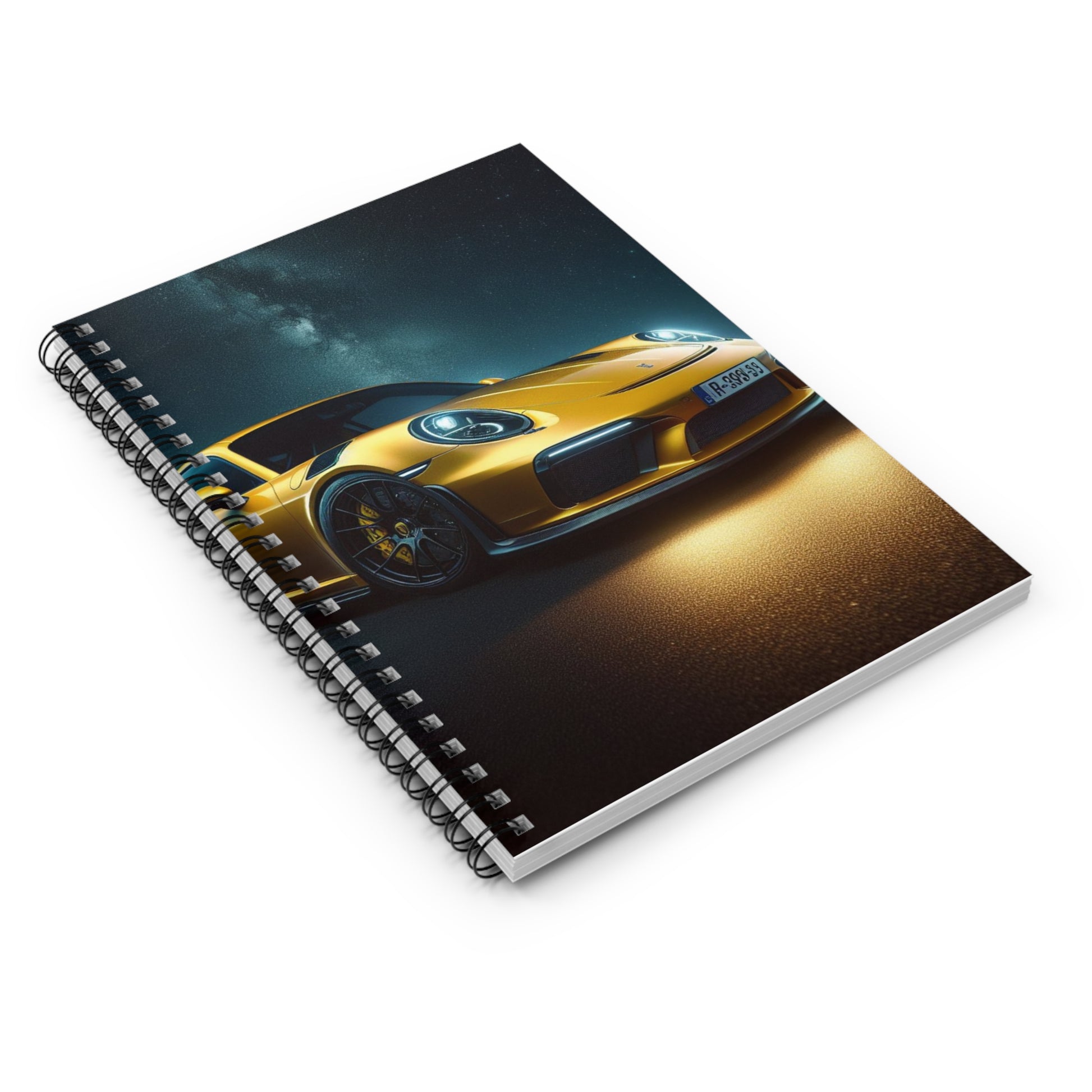 Yellow Porsche Spiral Notebook Paper products Printify