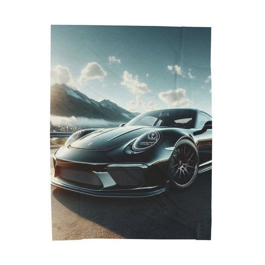 Black Porsche Plush Blanket All Over Prints Printify 60" × 80"
