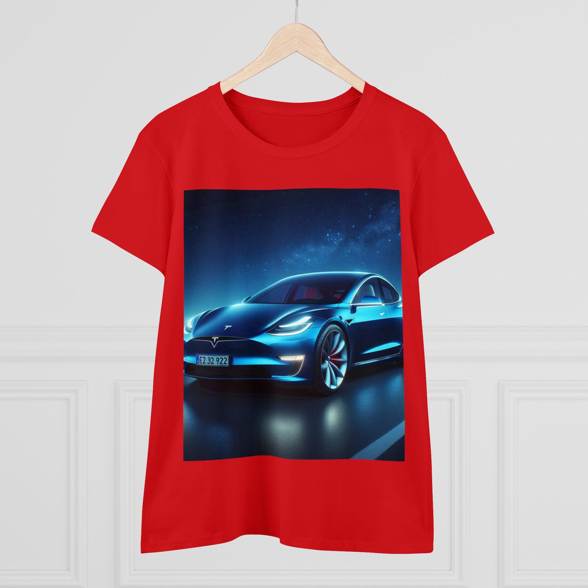 Blue Tesla T-Shirt T-Shirt Printify