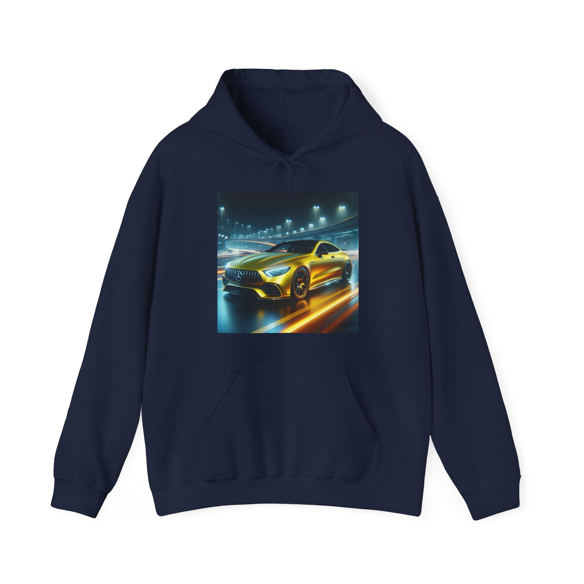 Yellow Mercedes Hoodie Hoodie Printify Navy S