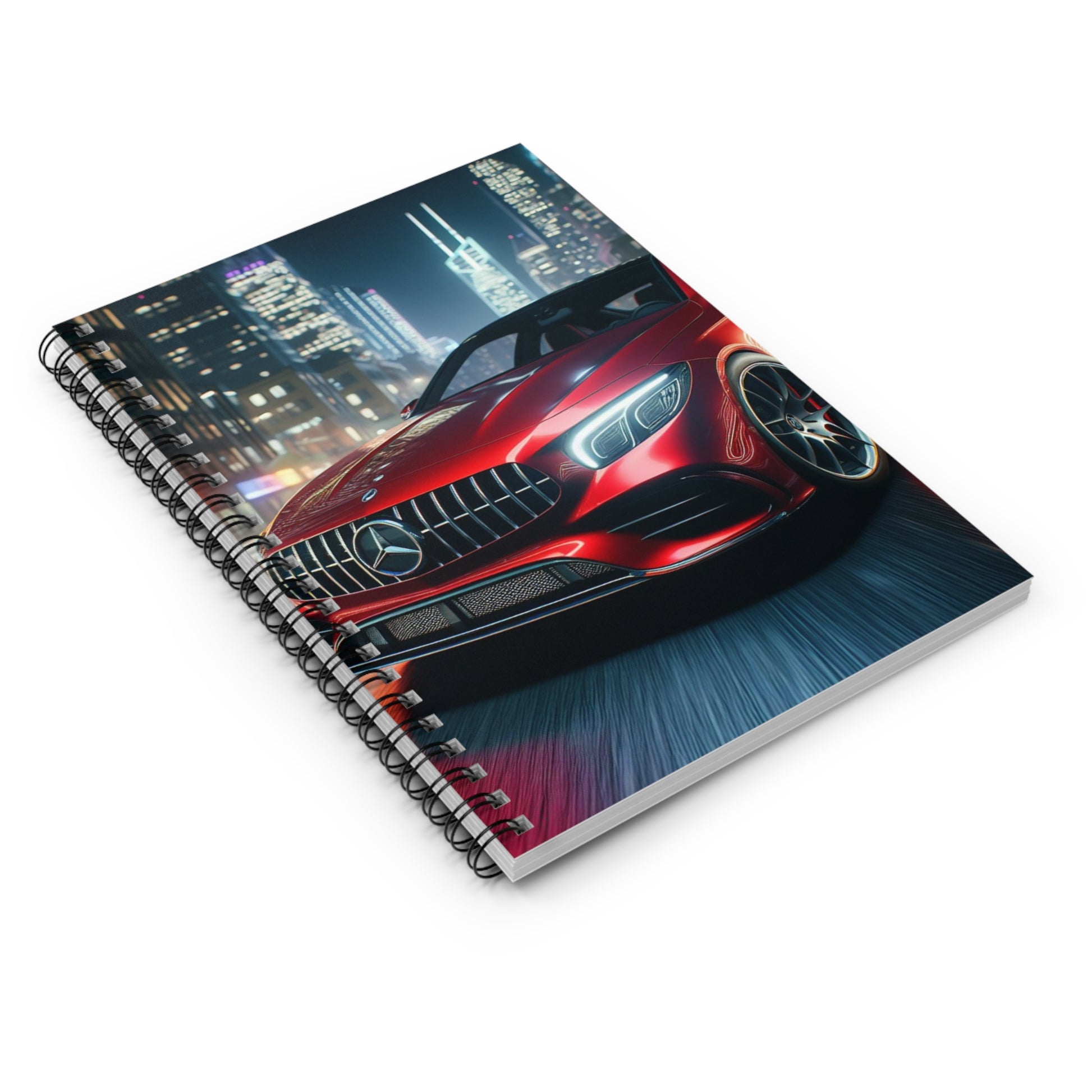 Red Mercedes Spiral Notebook Paper products Printify